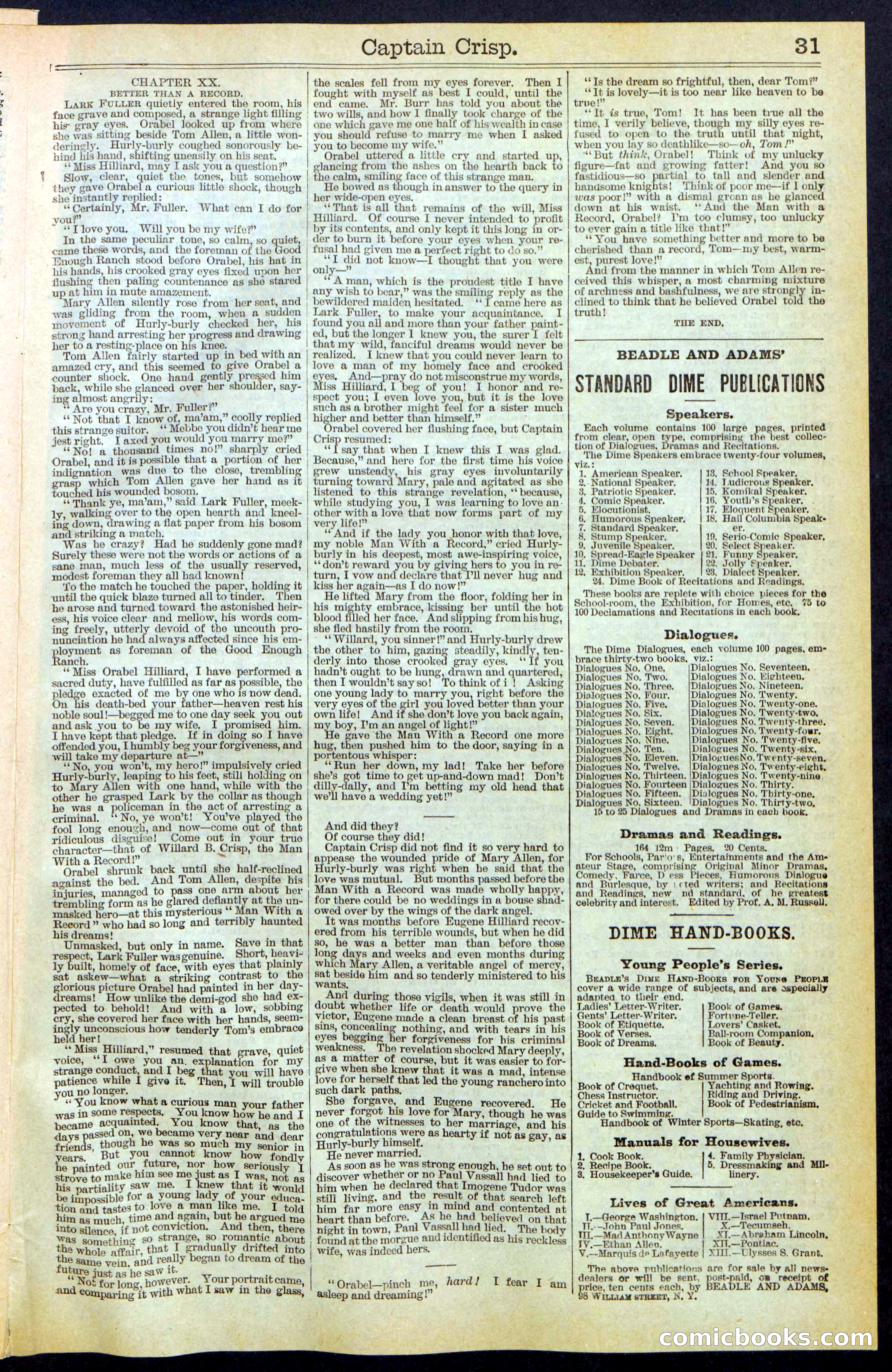 Beadle's Dime Library No. 372 — page 31 of 32