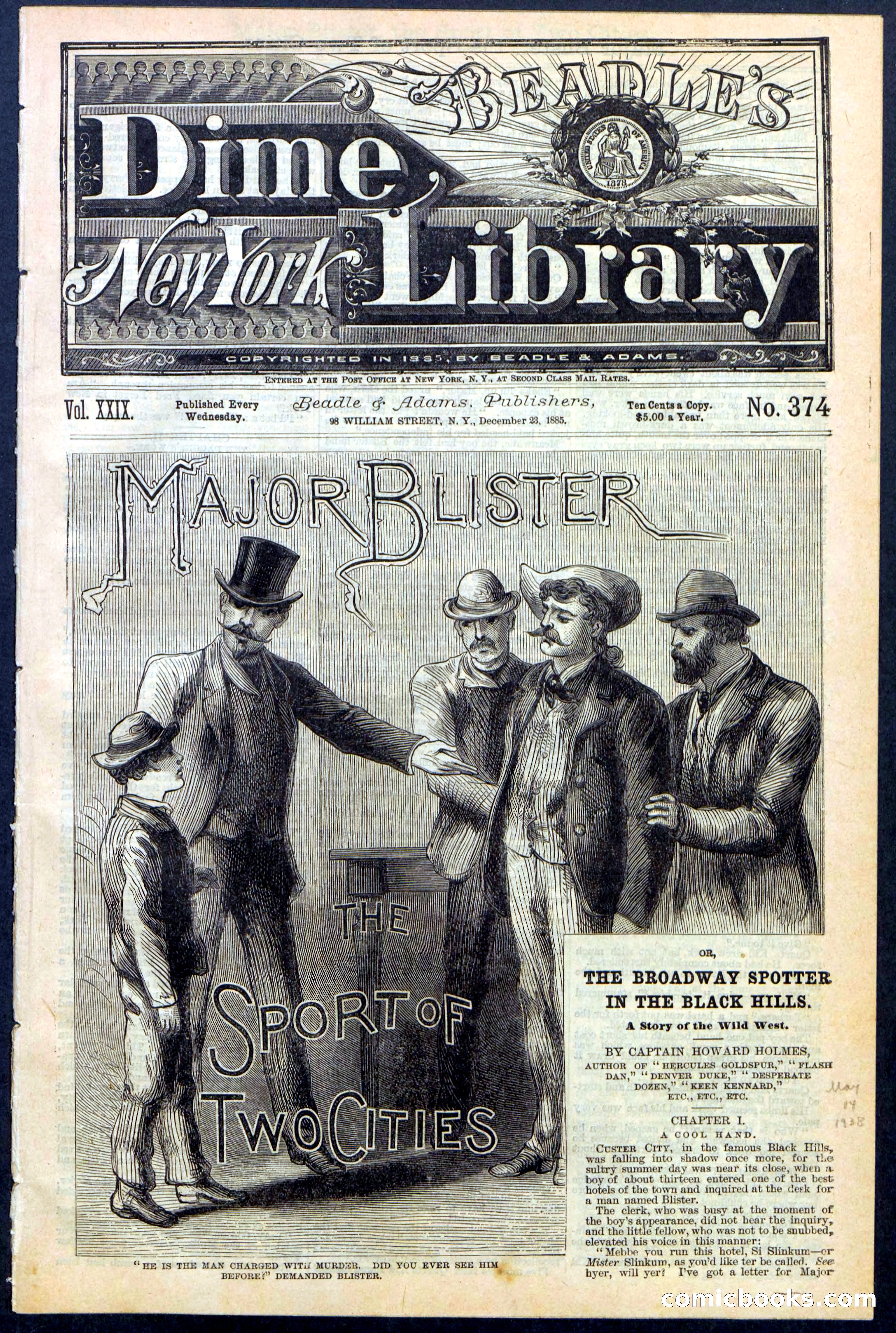Beadle's New York Dime Library, No. 374 — page 1 of 32
