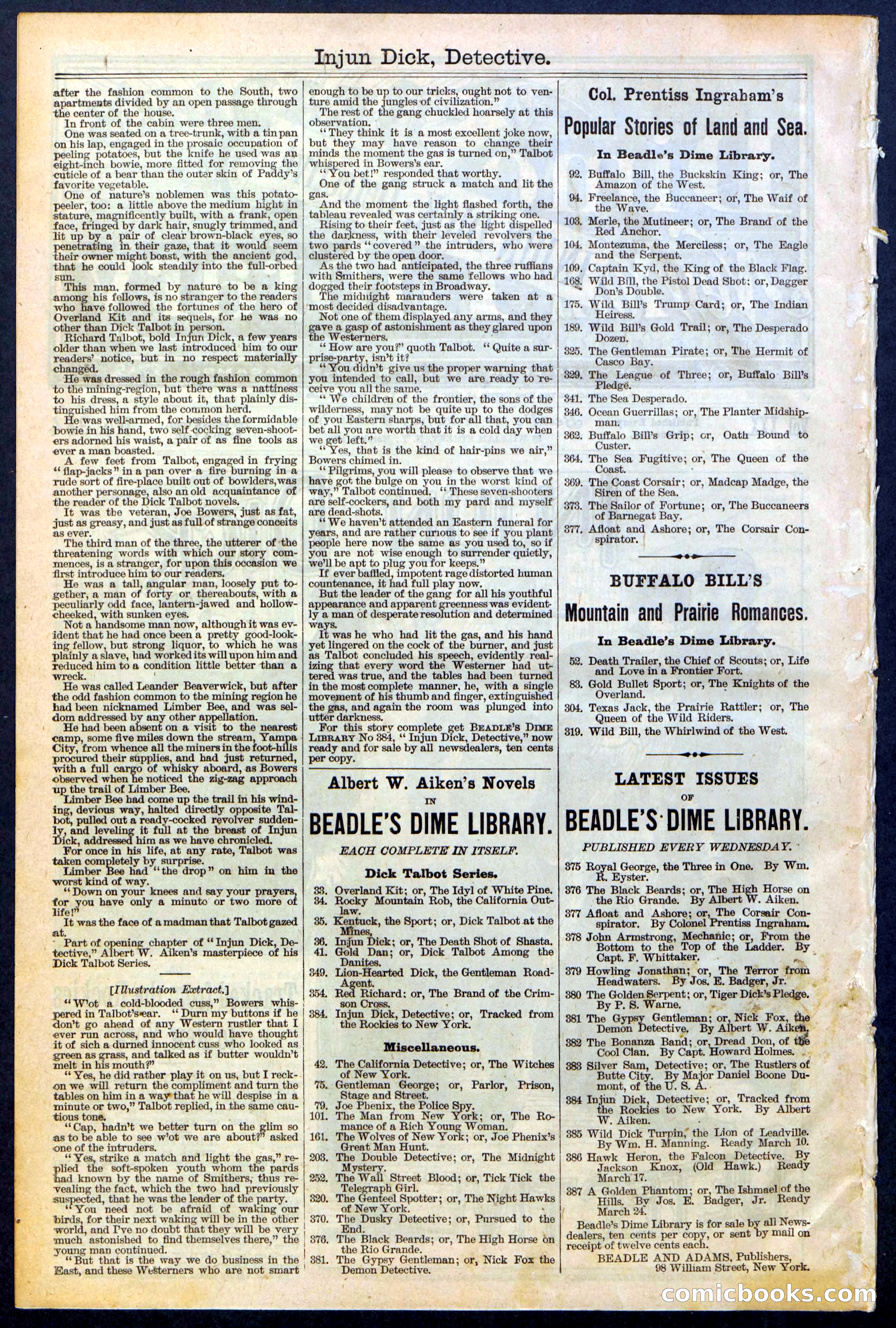 Beadle's Dime Library No. 377 — page 34 of 34