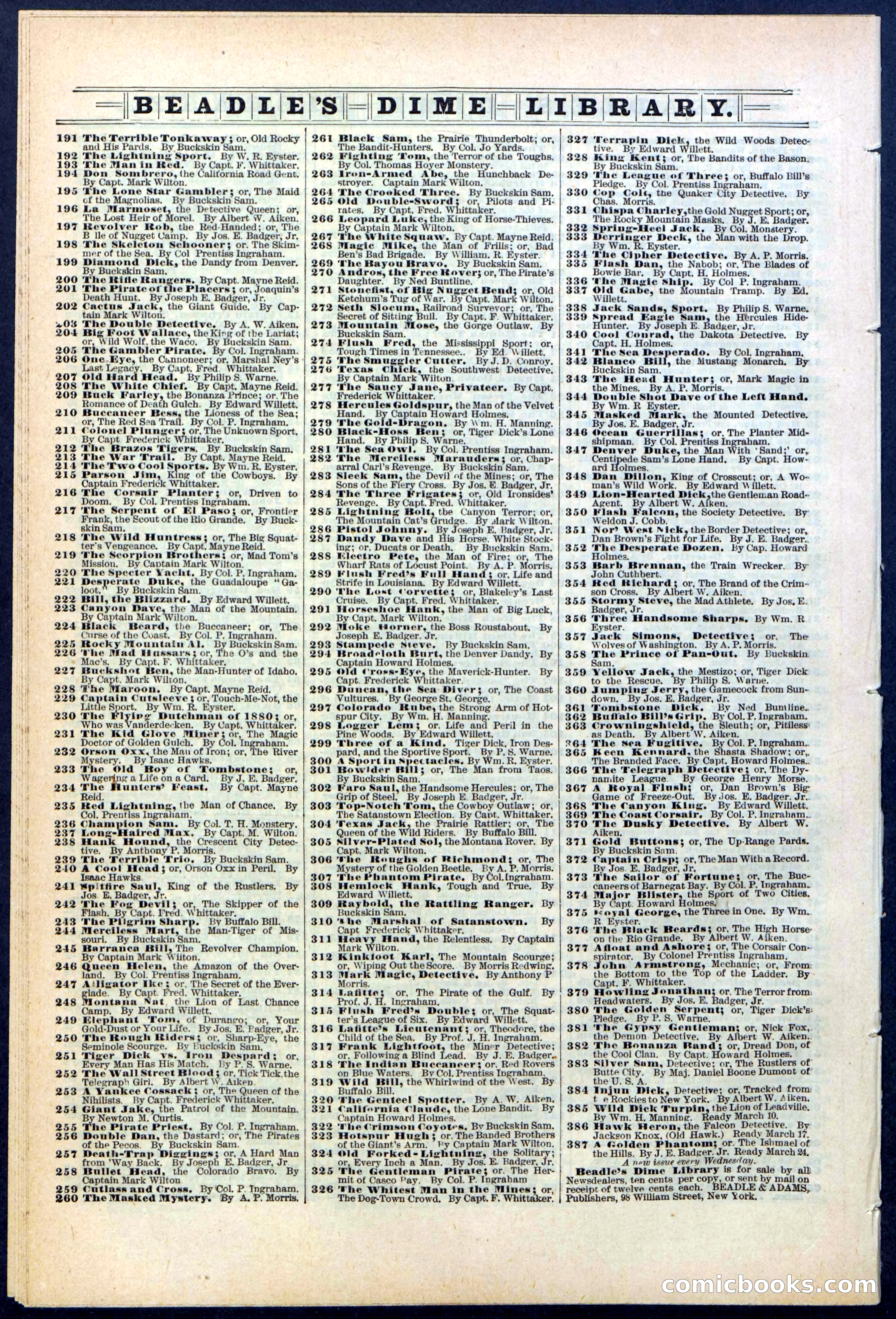 Beadle's Dime Library No. 384 — page 32 of 32