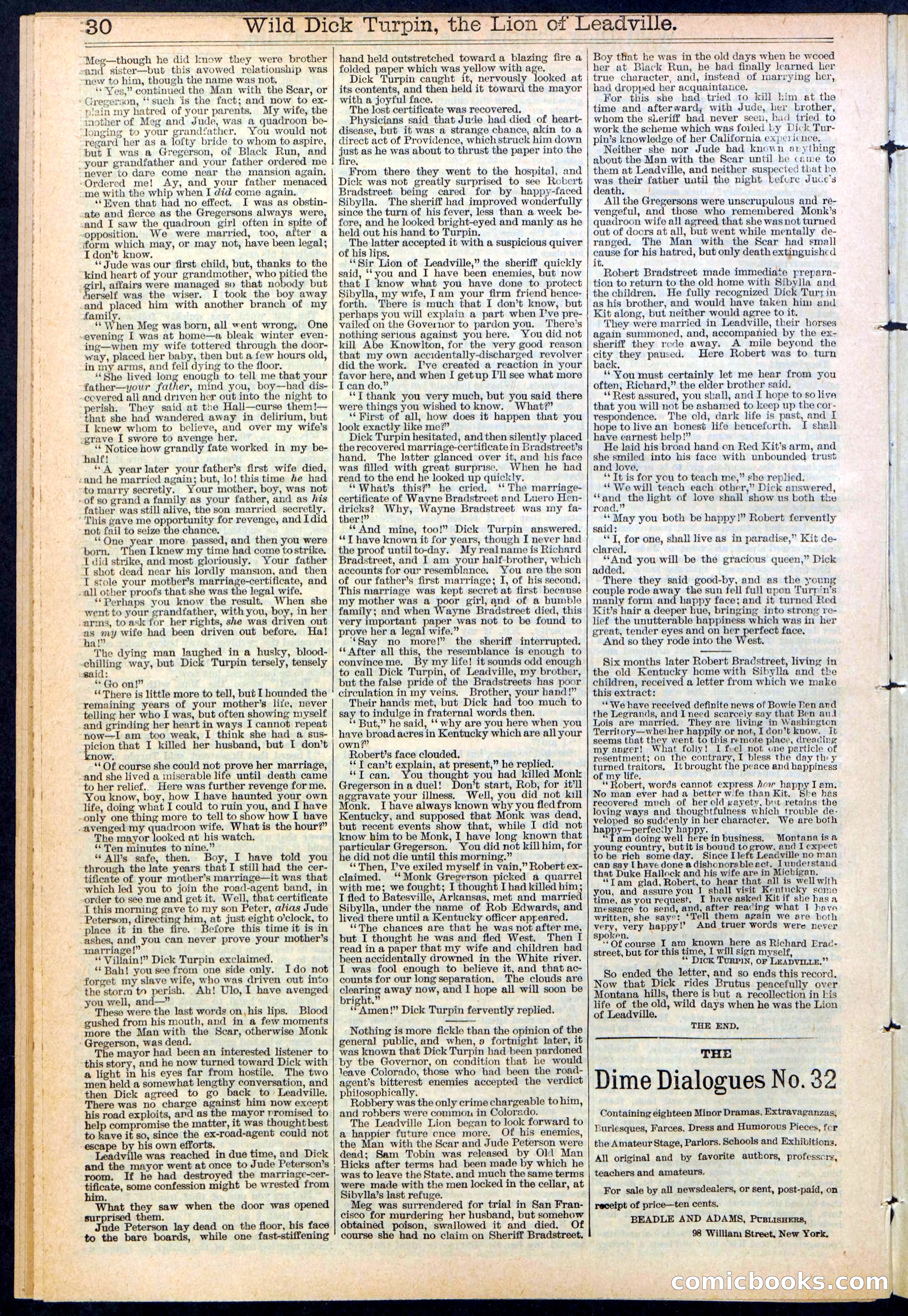 Beadle's New York Dime Library No. 385 — page 30 of 32