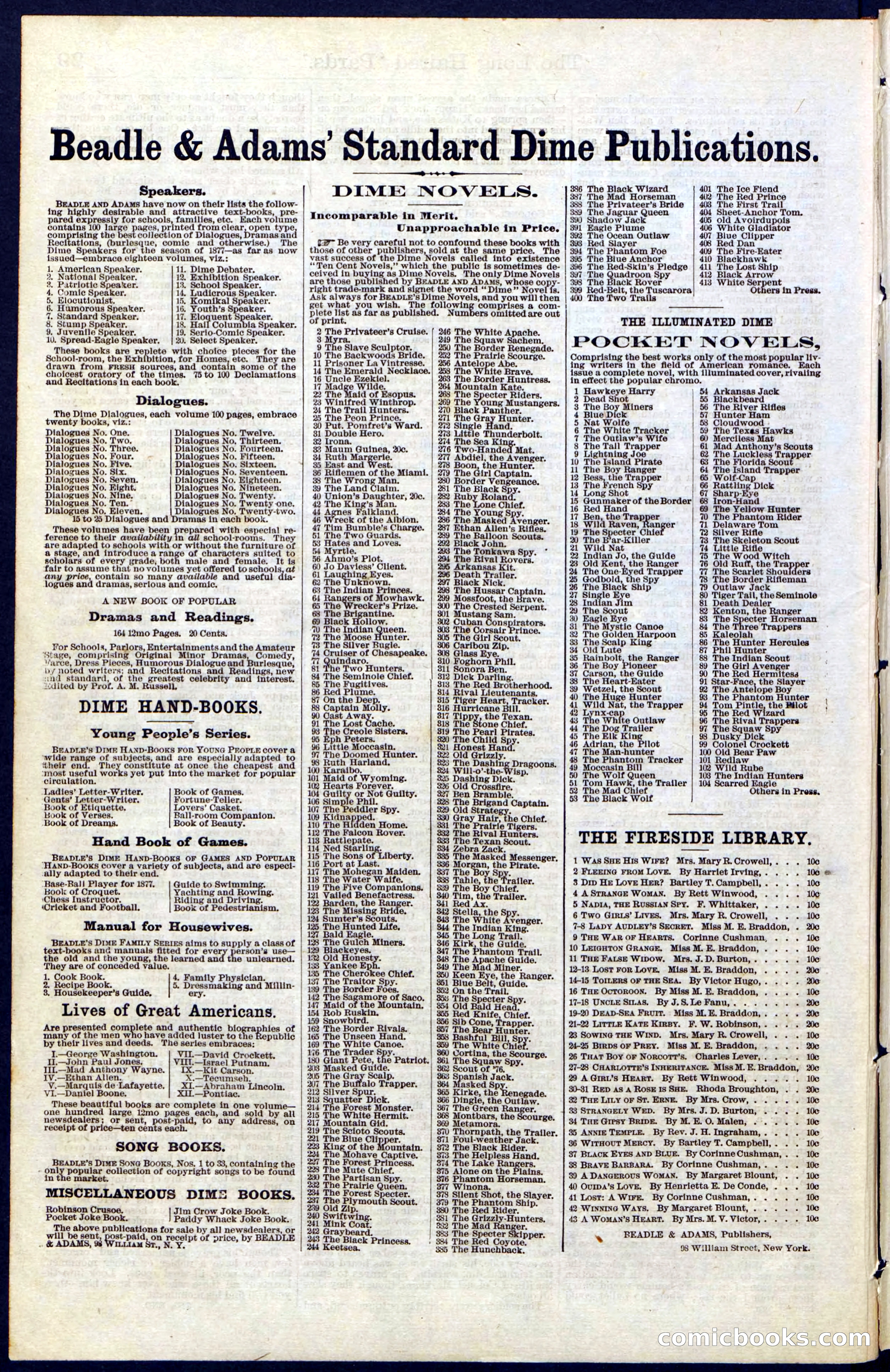 Beadle's New York Dime Library, No. 40 — page 30 of 32