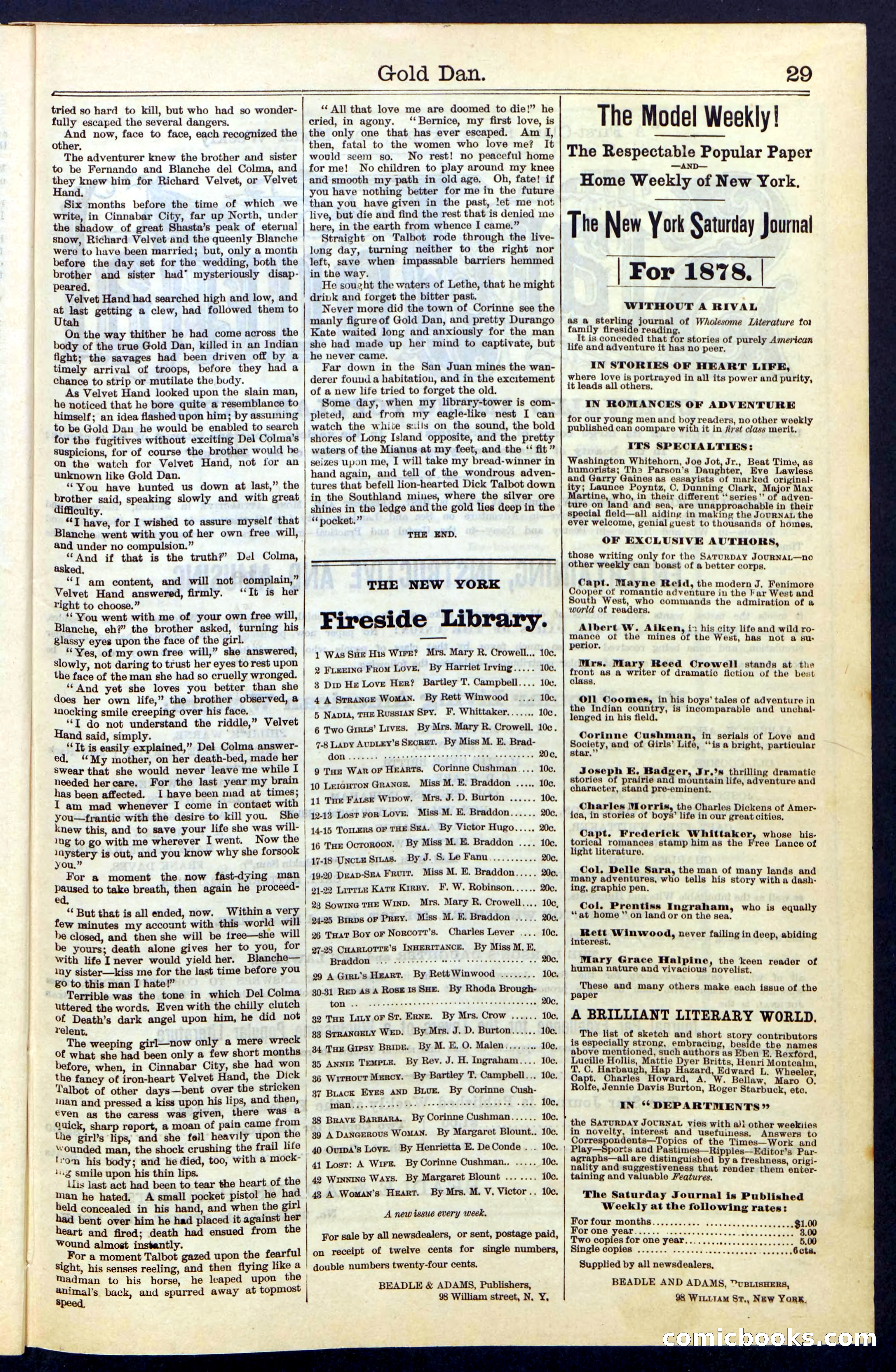 Beadle's New York Dime Library, No. 41 — page 29 of 32