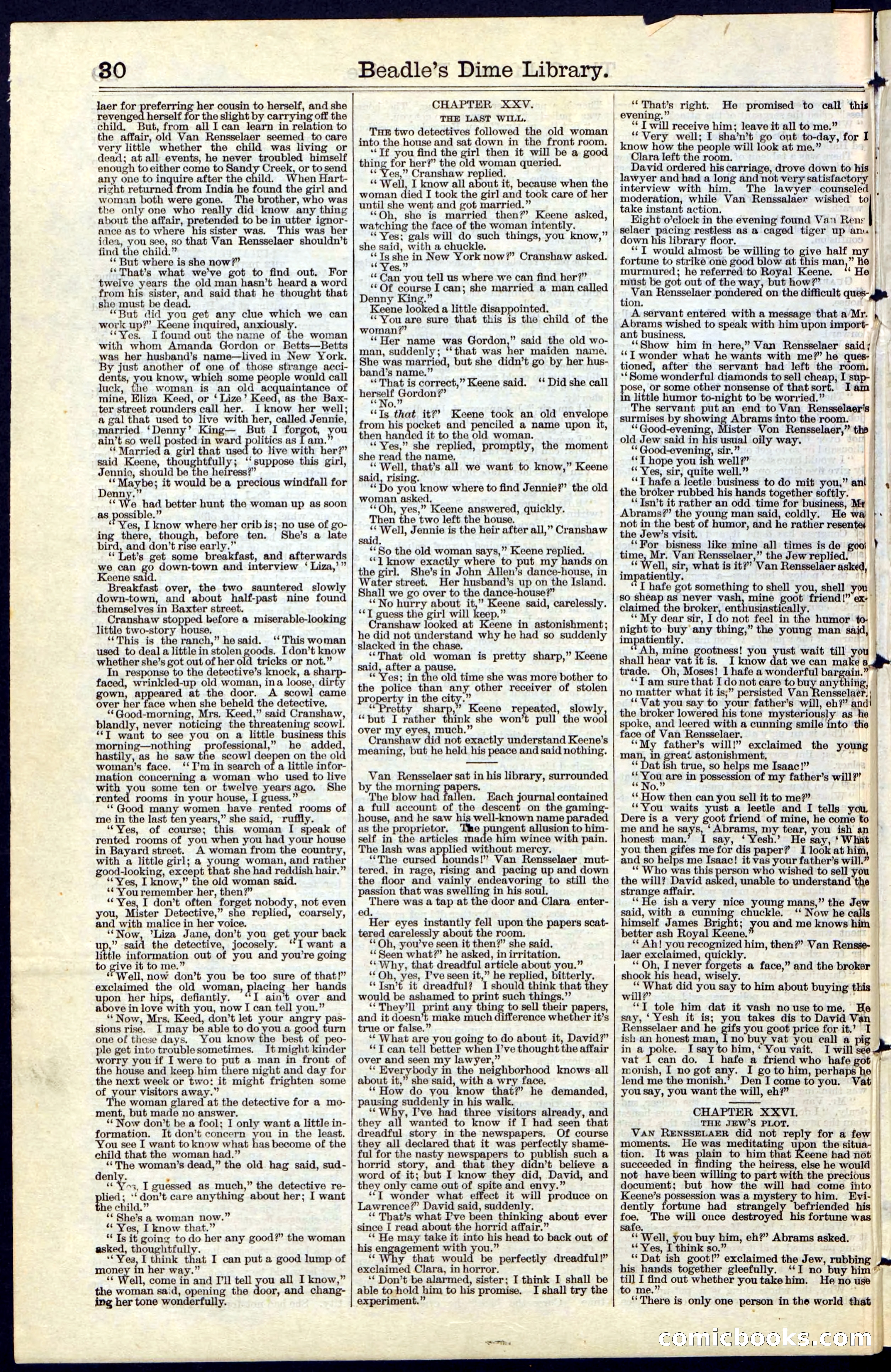 Beadle's Dime Library No. 42 — page 30 of 32