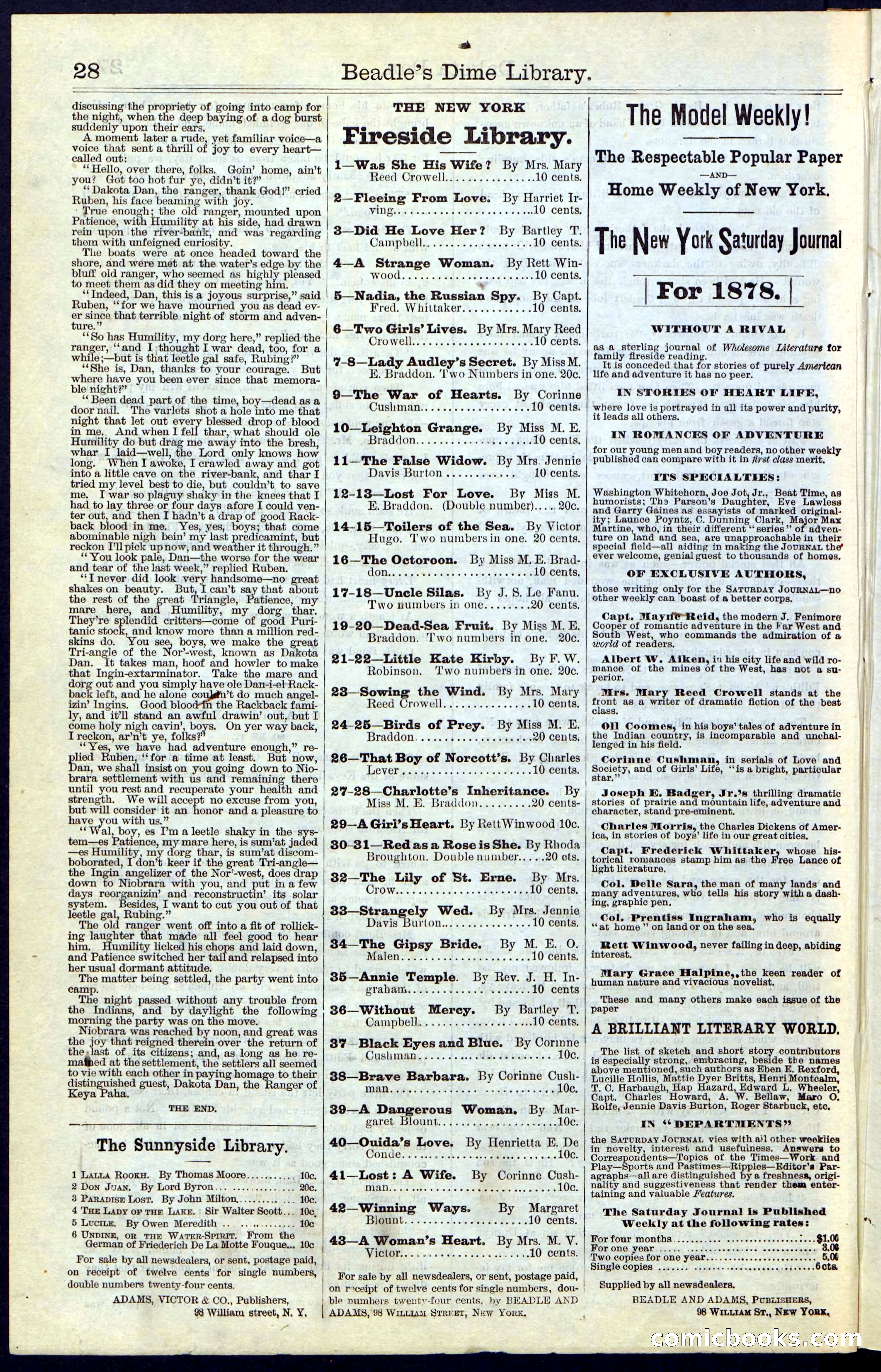 Beadle's New York Dime Library, No. 43 — page 28 of 32