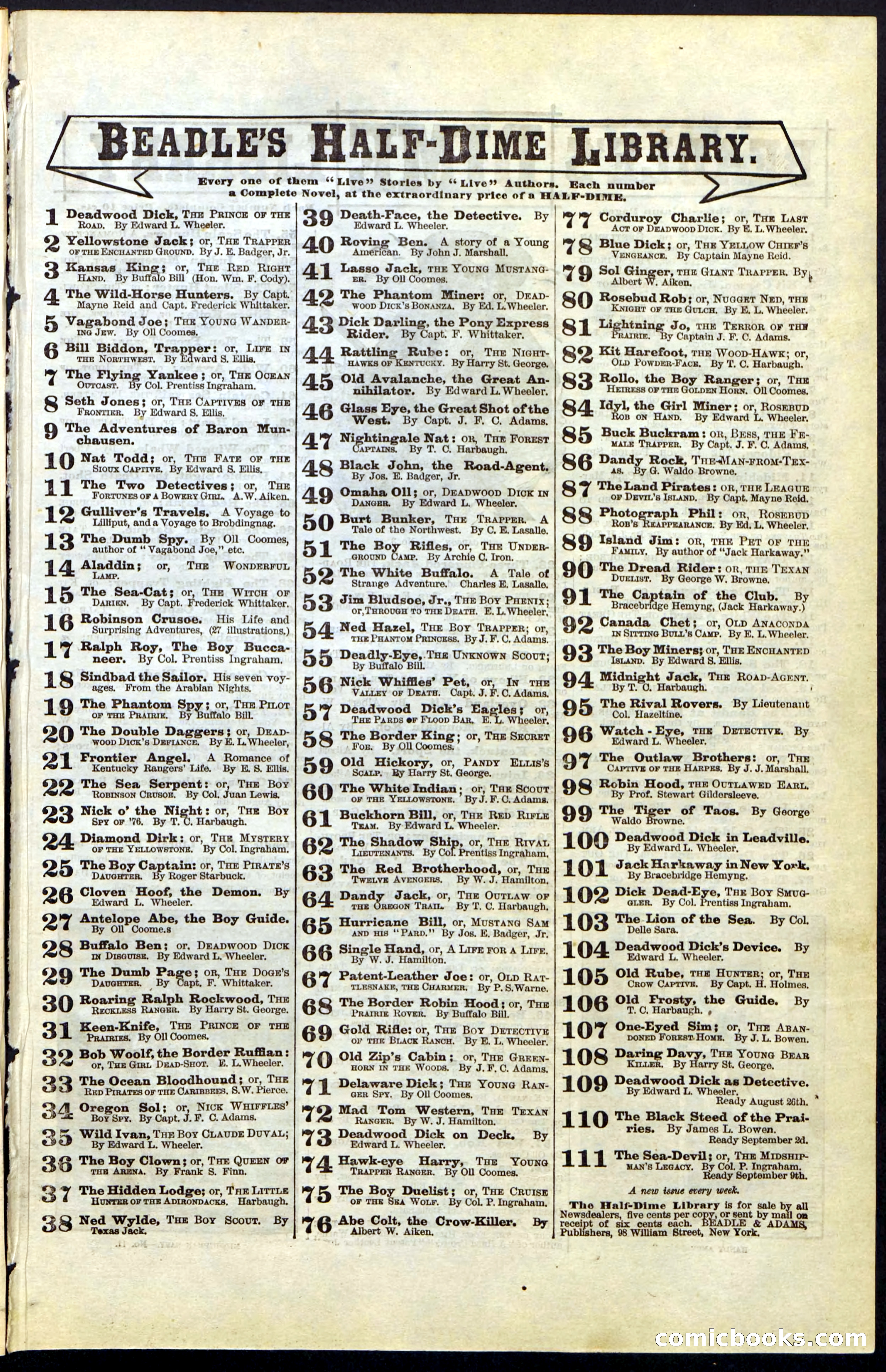 Beadle's New York Dime Library, No. 43 — page 31 of 32