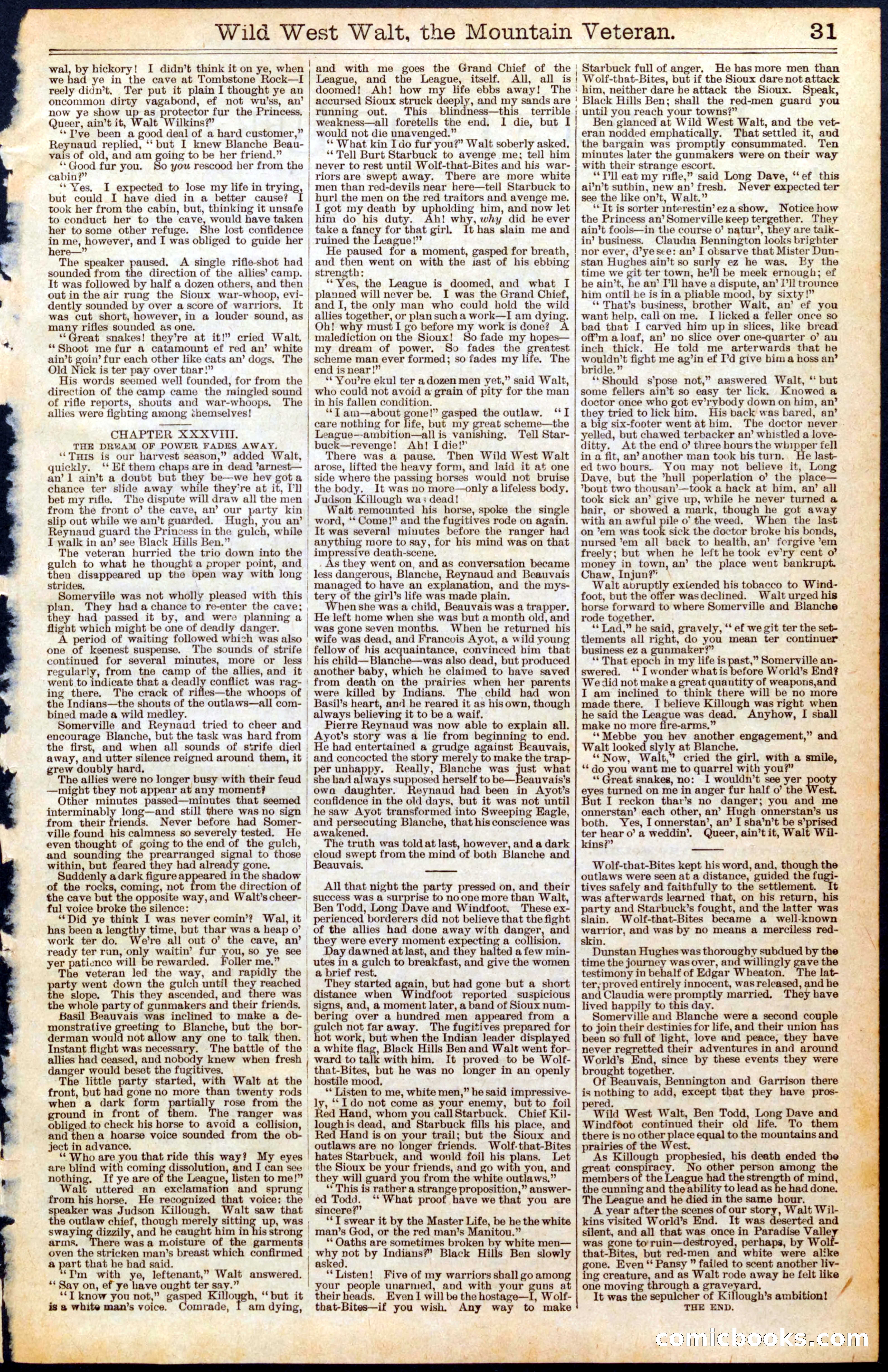 Beadle's Dime Library, No. 442 — page 31 of 32