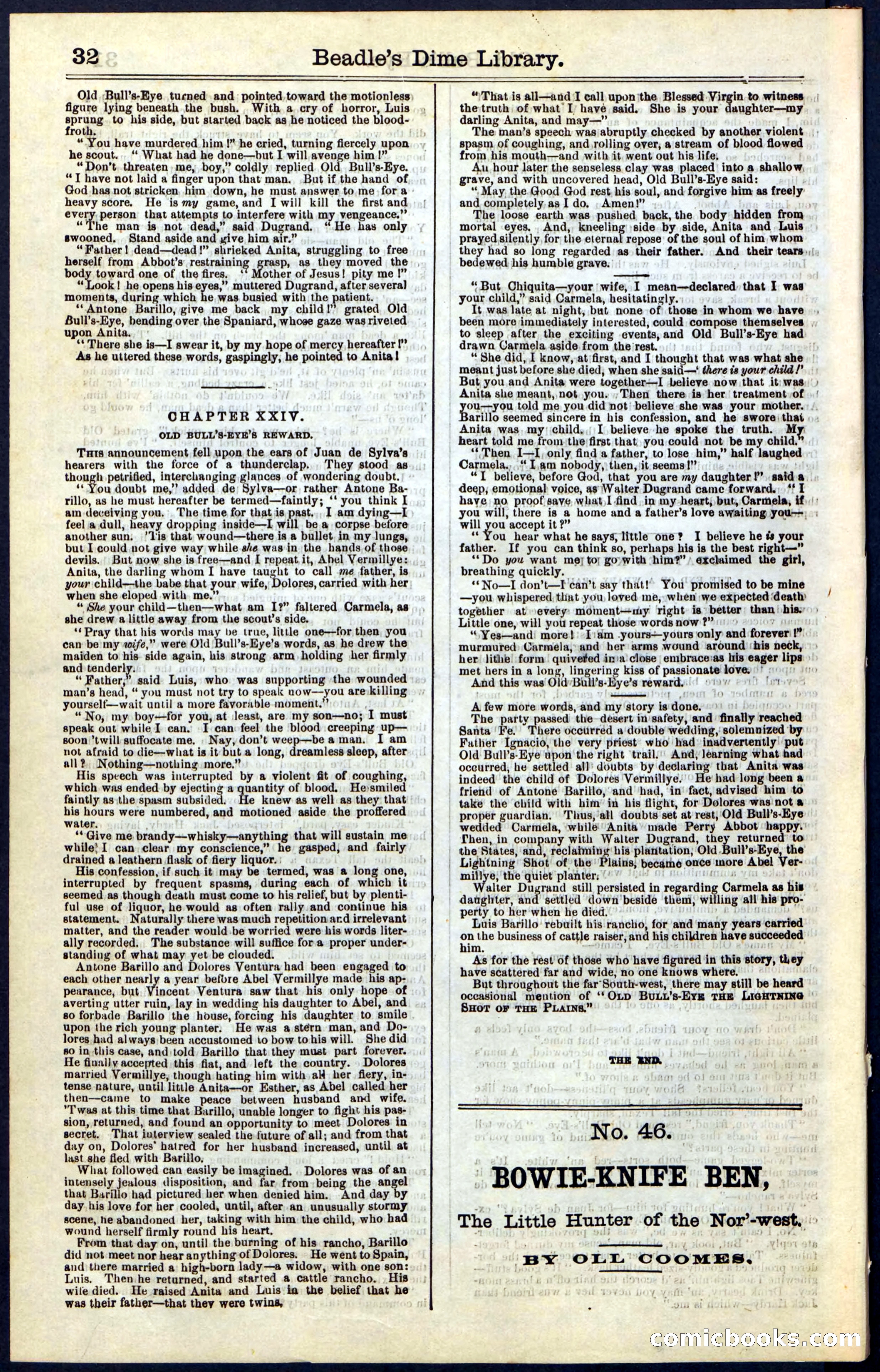 Beadle's Dime Library, Vol. IV, No. 45 — page 32 of 32
