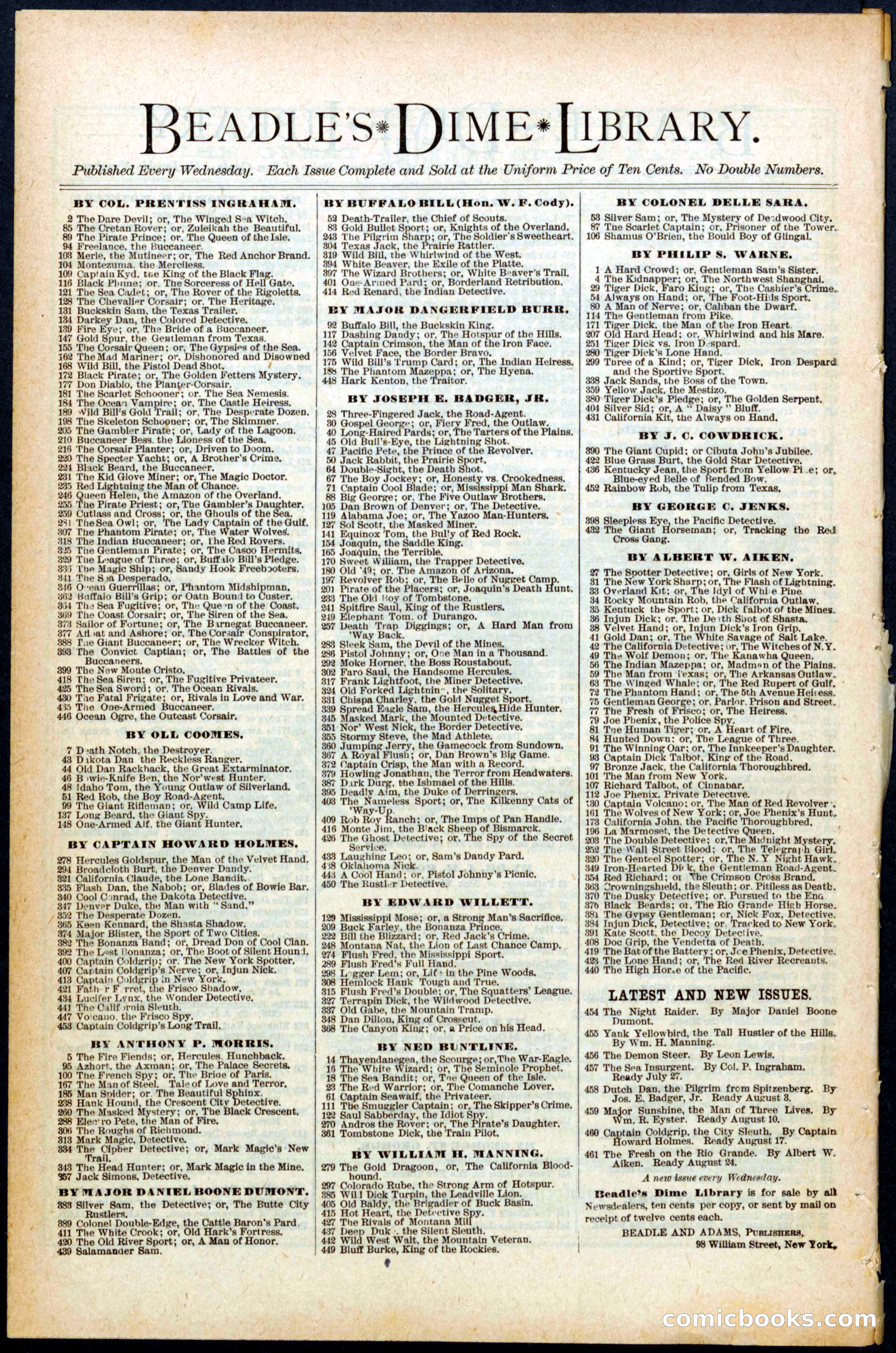 Beadle's New York Dime Library No. 457 — page 32 of 32