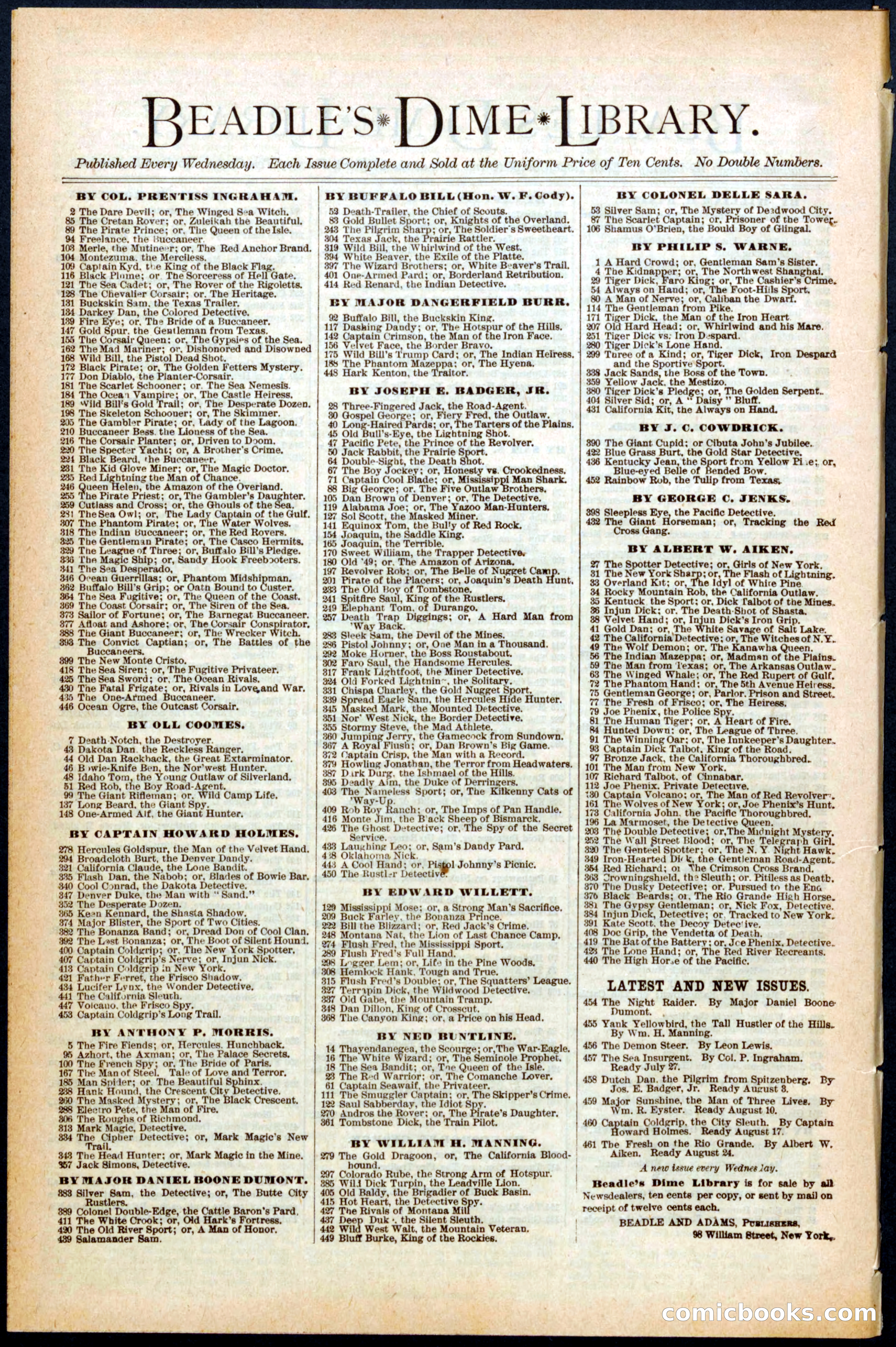 Beadle's Dime Library No. 458 — page 32 of 32