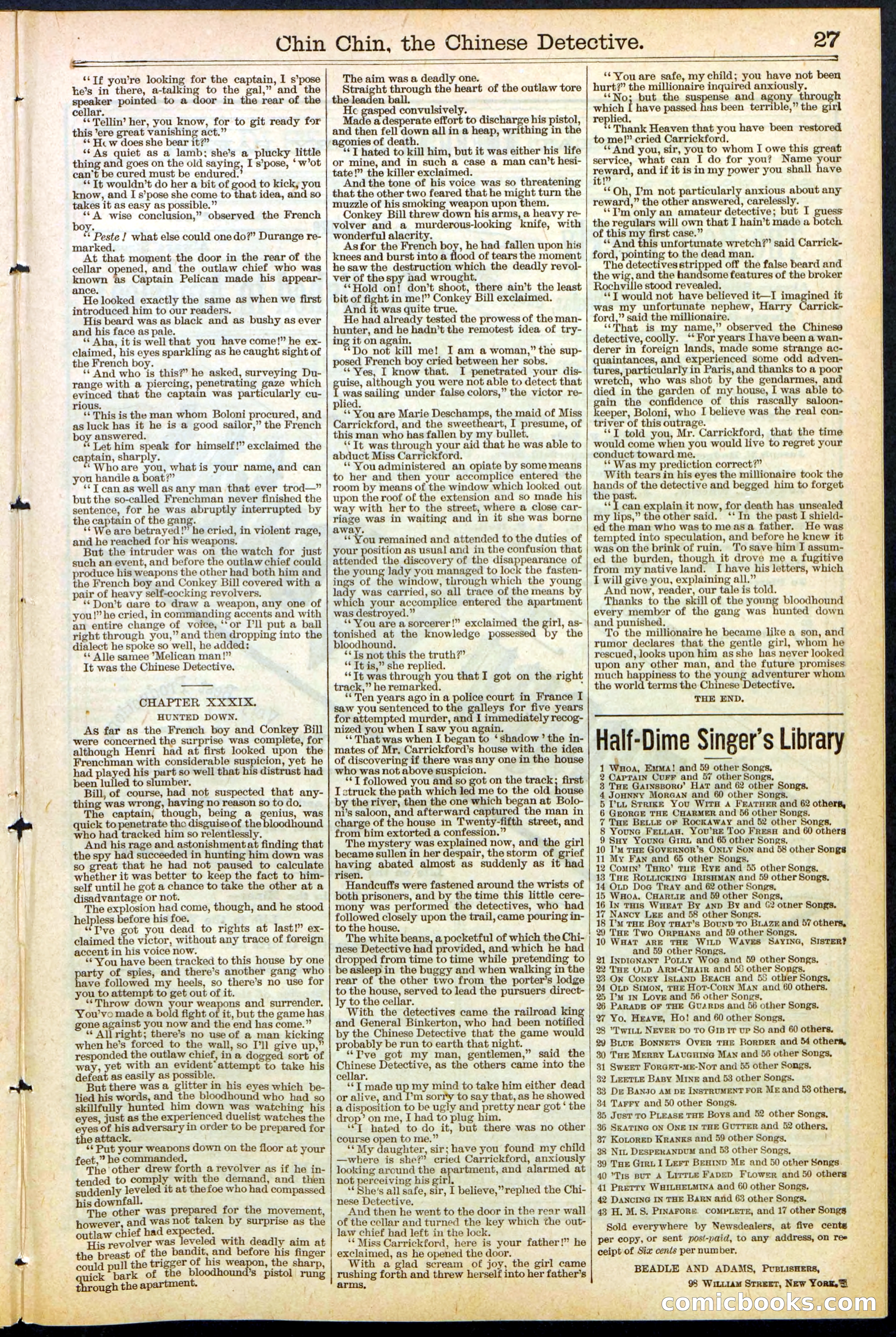 Beadle's New York Dime Library, No. 475 — page 27 of 32