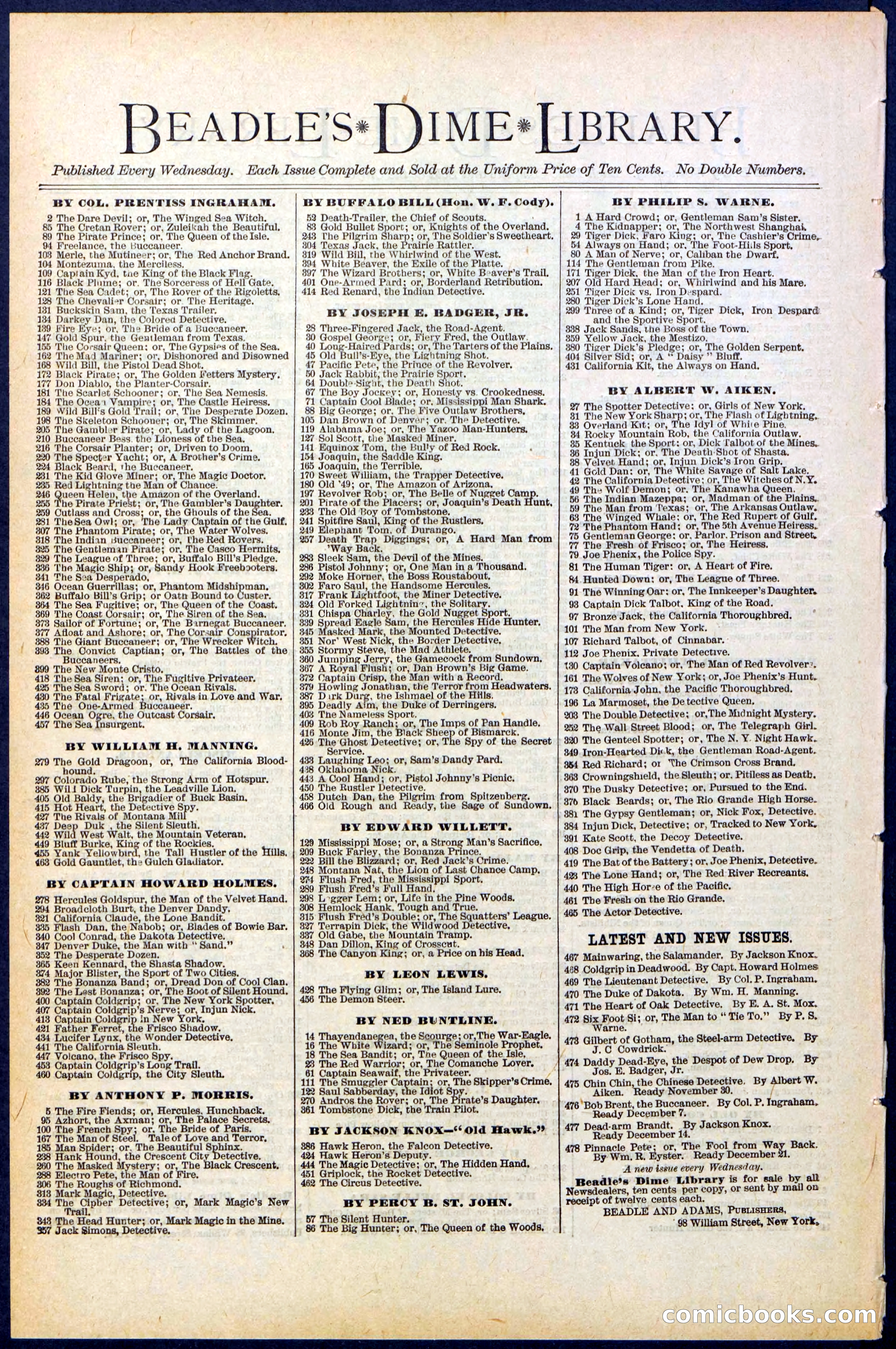 Beadle's New York Dime Library No. 476 — page 32 of 32