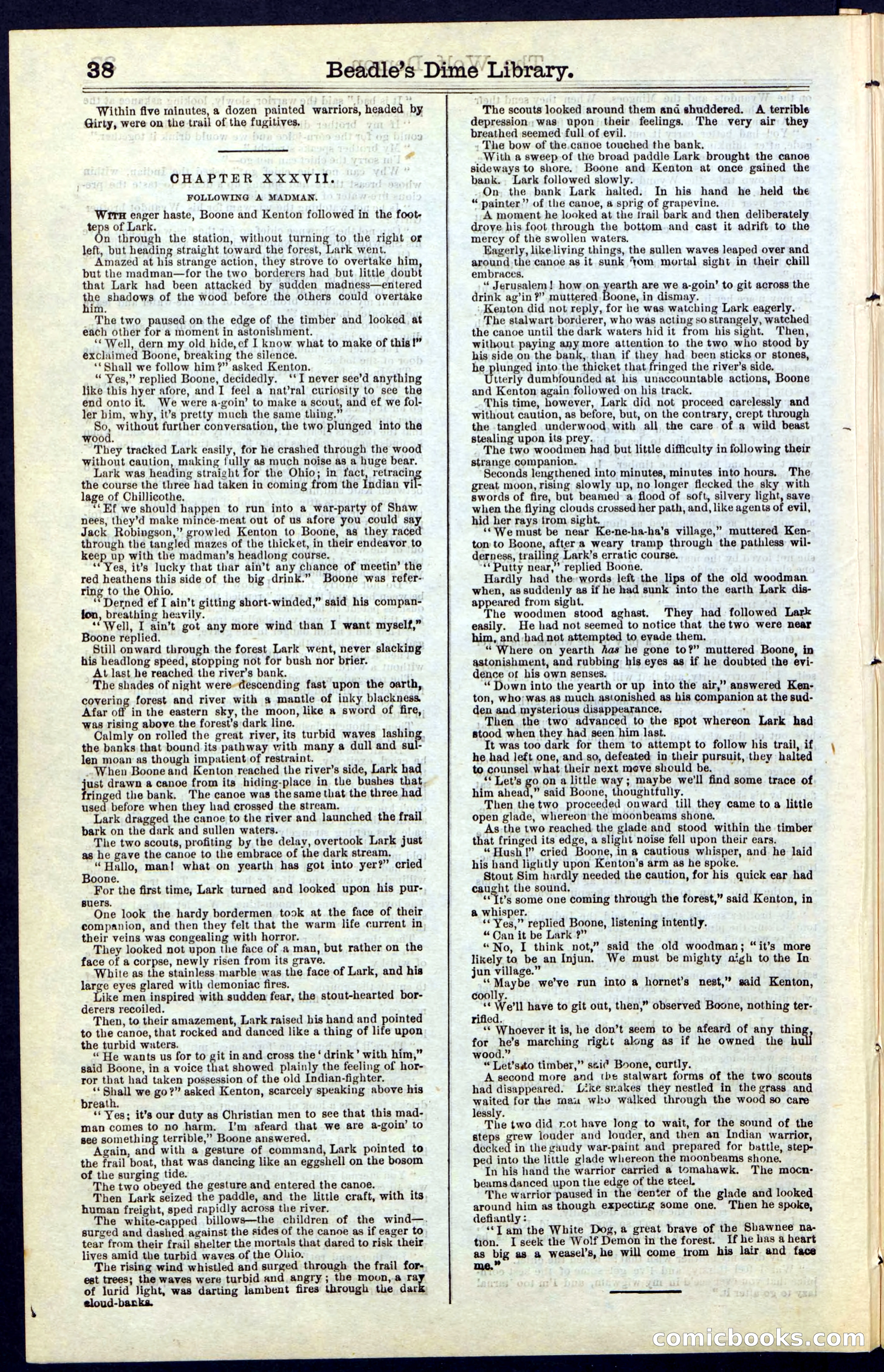 Beadle's New York Dime Library, No. 49 — page 38 of 48
