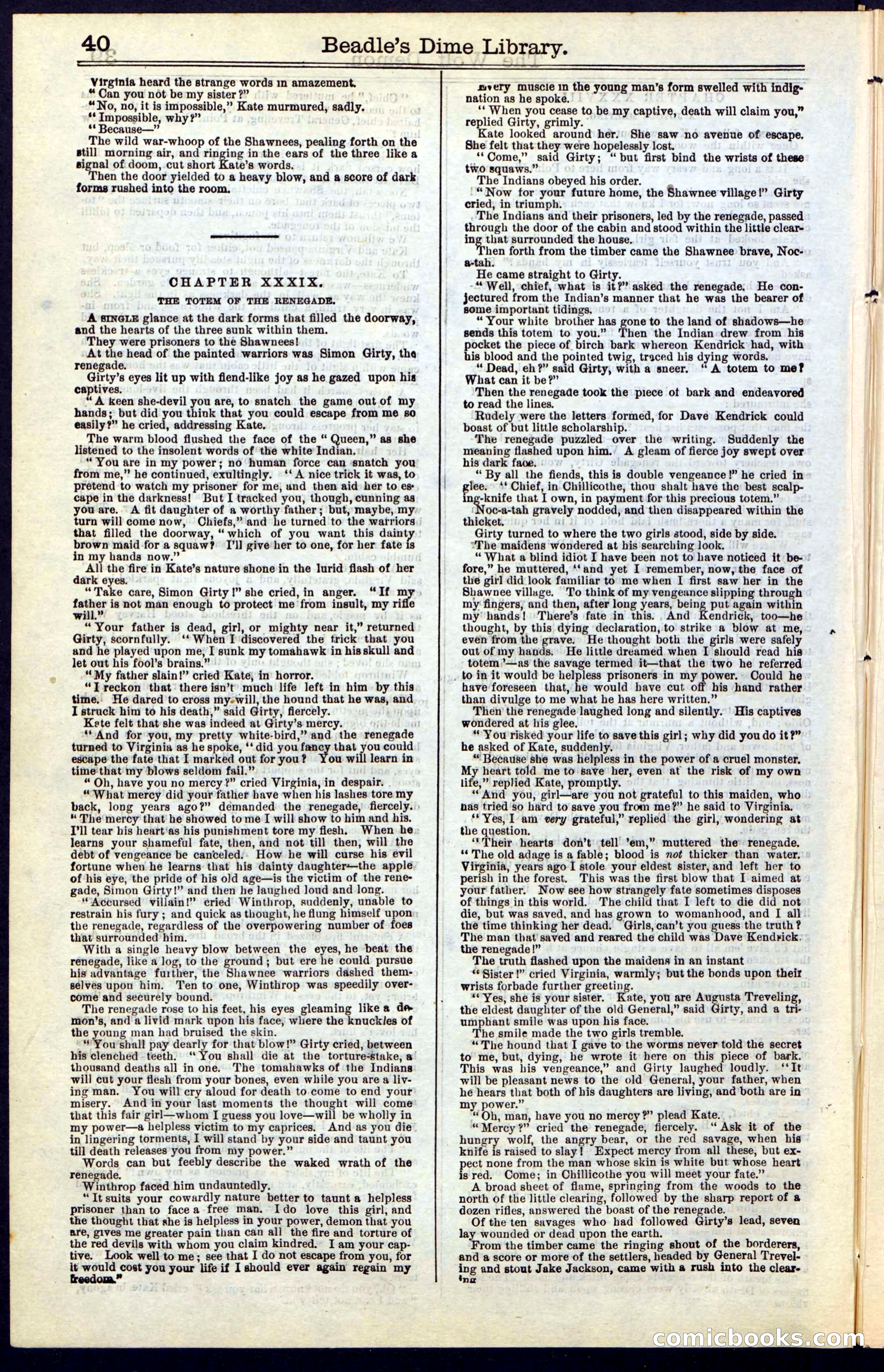 Beadle's New York Dime Library, No. 49 — page 40 of 48