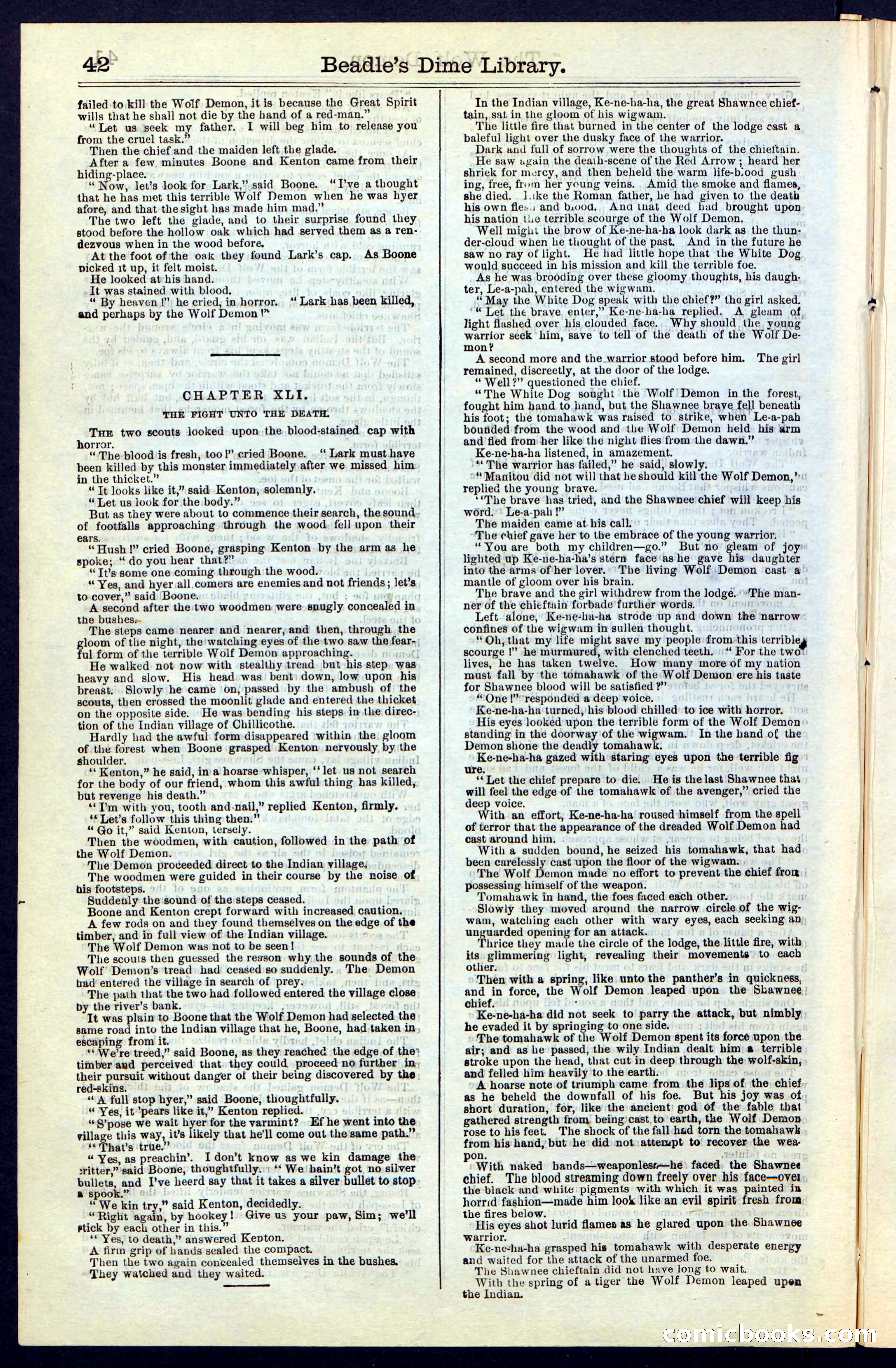 Beadle's New York Dime Library, No. 49 — page 42 of 48