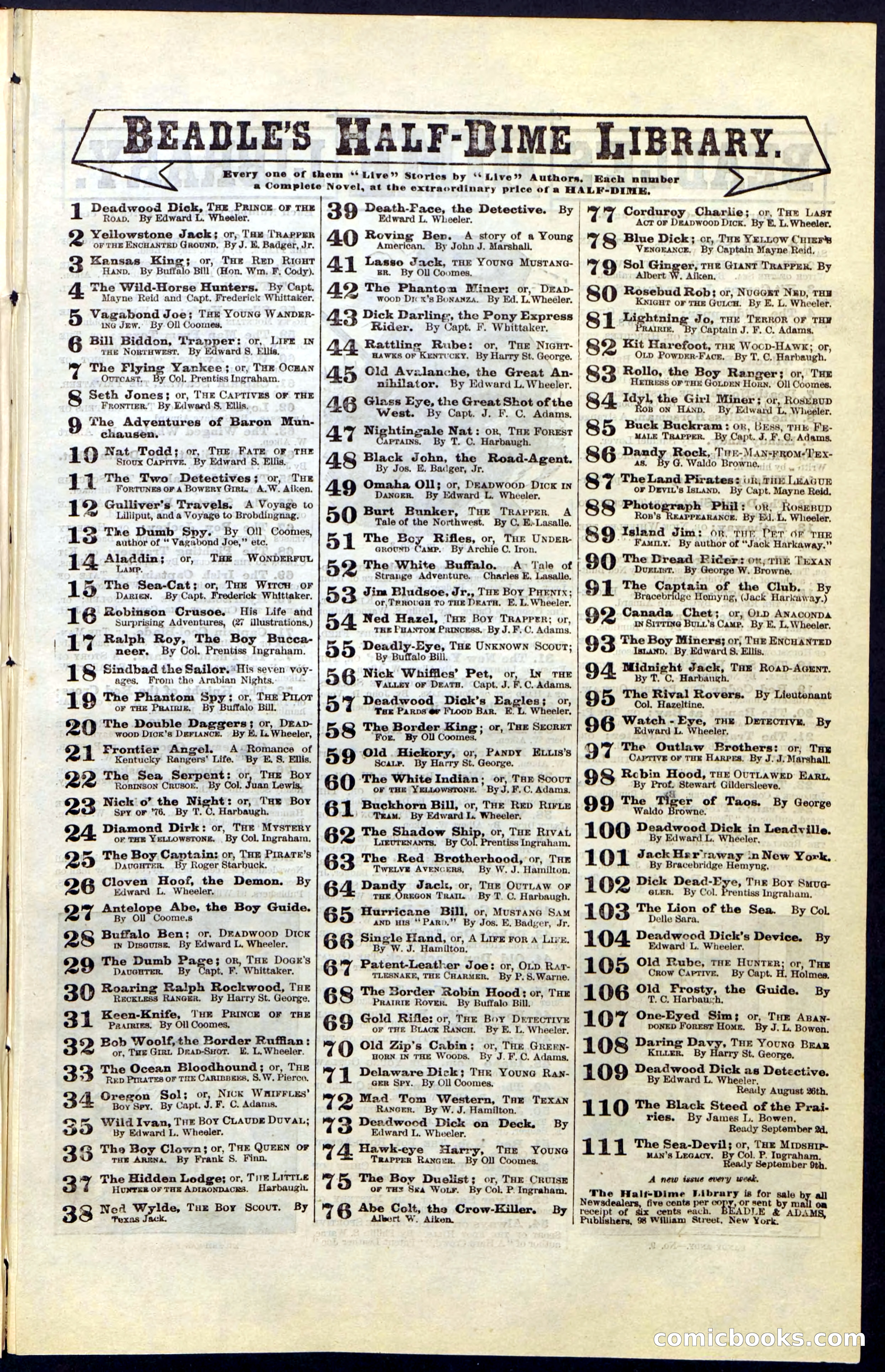 Beadle's New York Dime Library, No. 49 — page 47 of 48