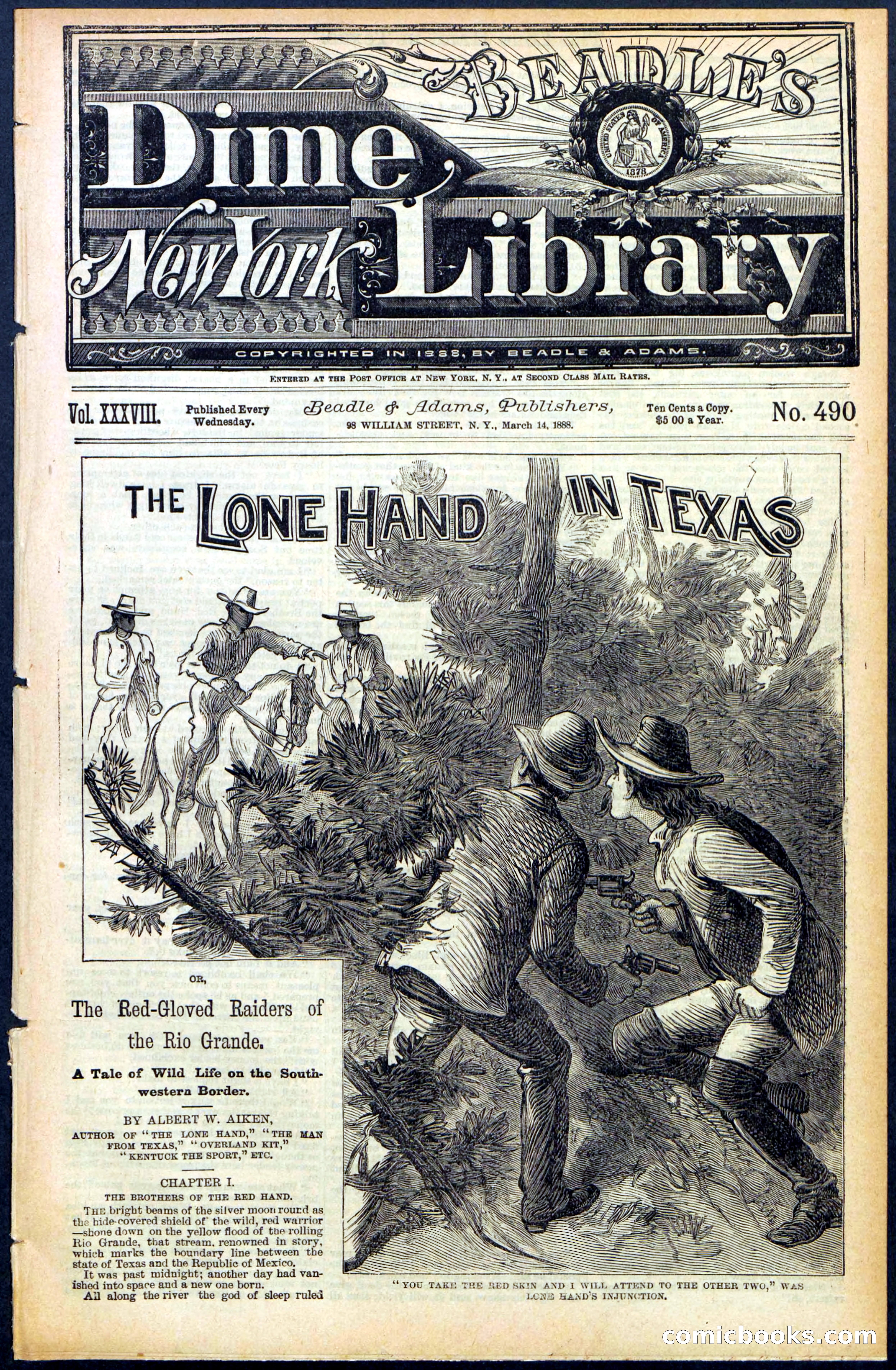Beadle's Dime Library No. 490: 'The Lone Hand in Texas' — page 1 of 32