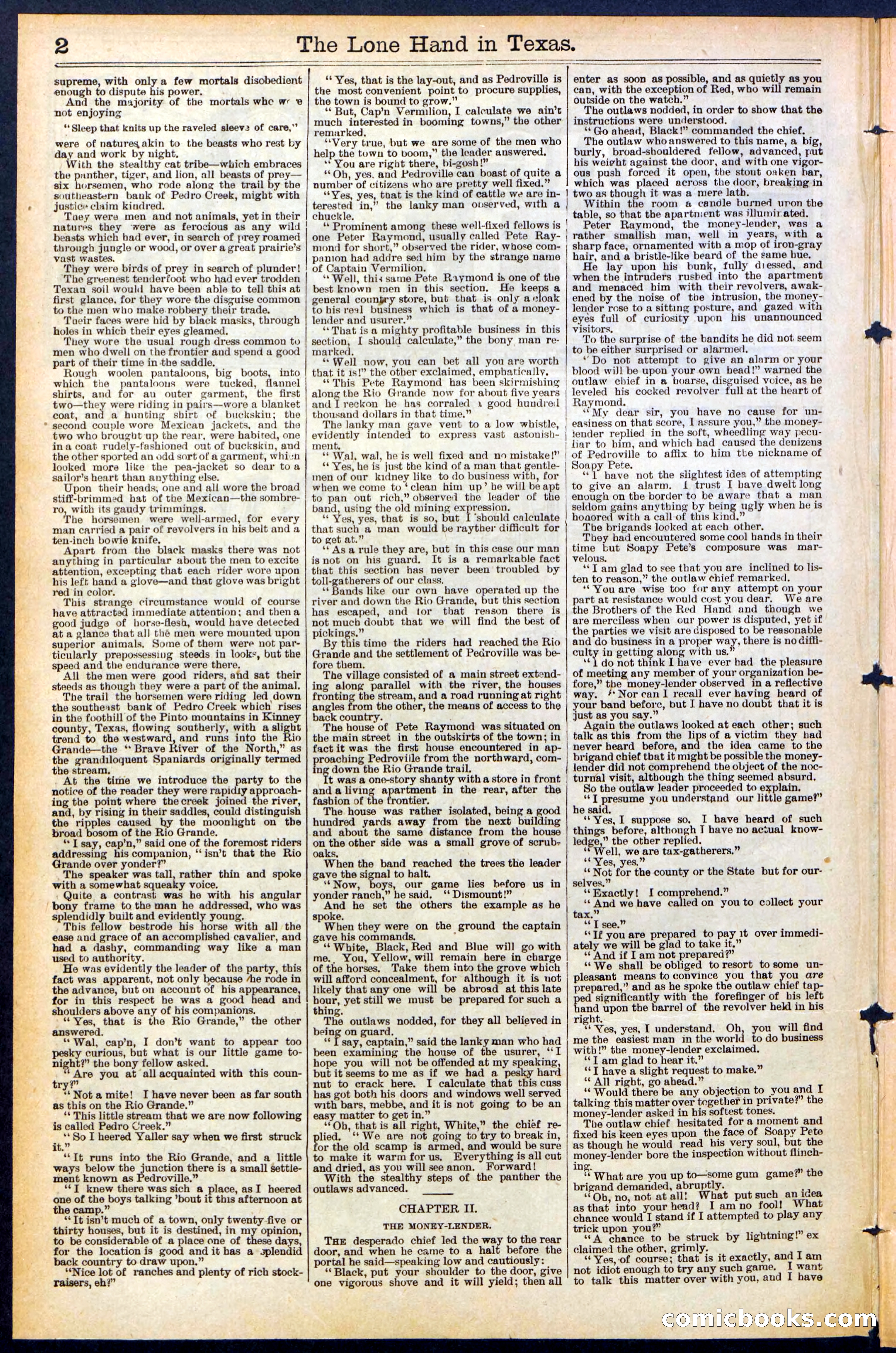 Beadle's Dime Library No. 490: 'The Lone Hand in Texas' — page 2 of 32