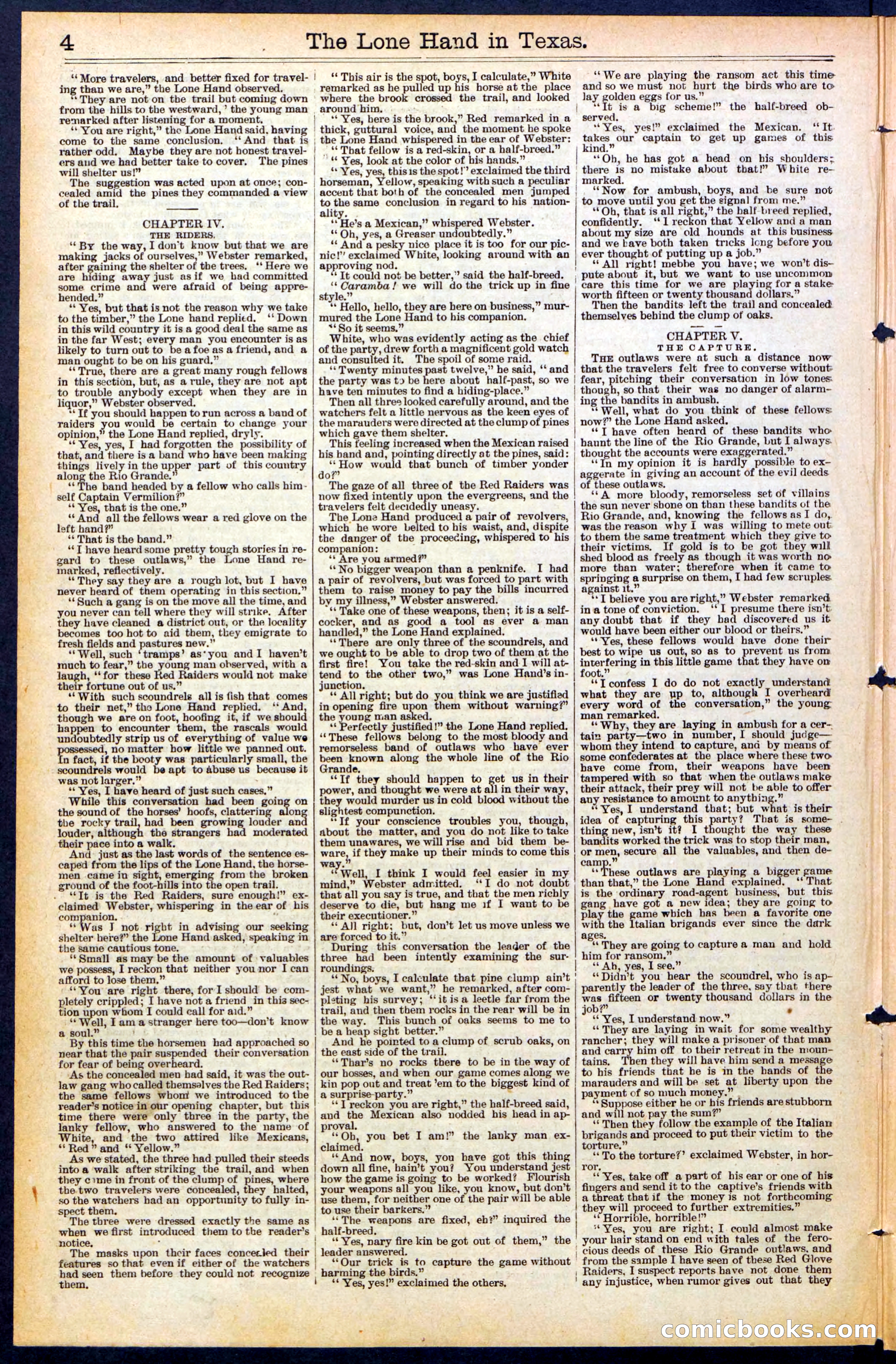 Beadle's Dime Library No. 490: 'The Lone Hand in Texas' — page 4 of 32