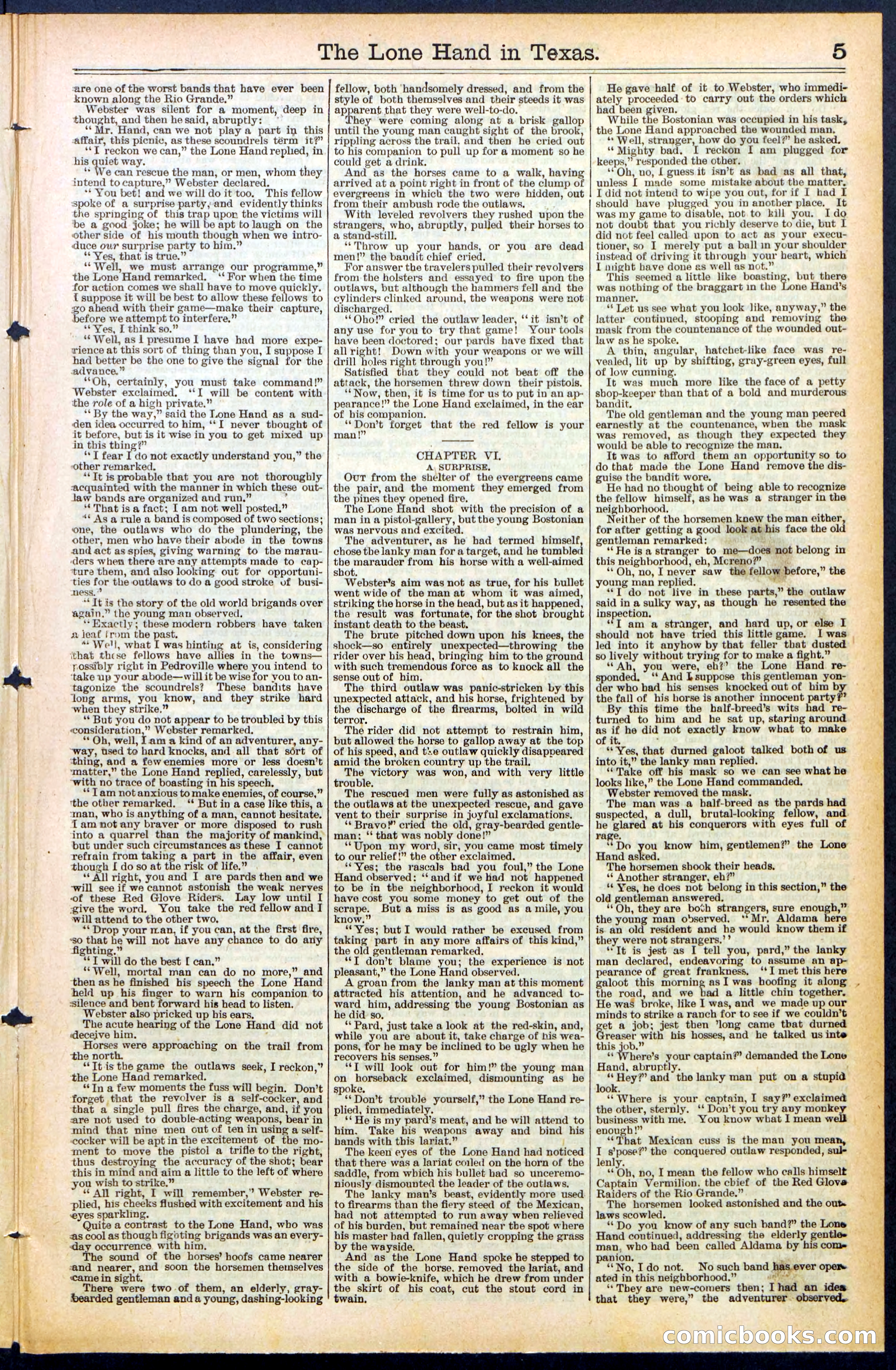 Beadle's Dime Library No. 490: 'The Lone Hand in Texas' — page 5 of 32