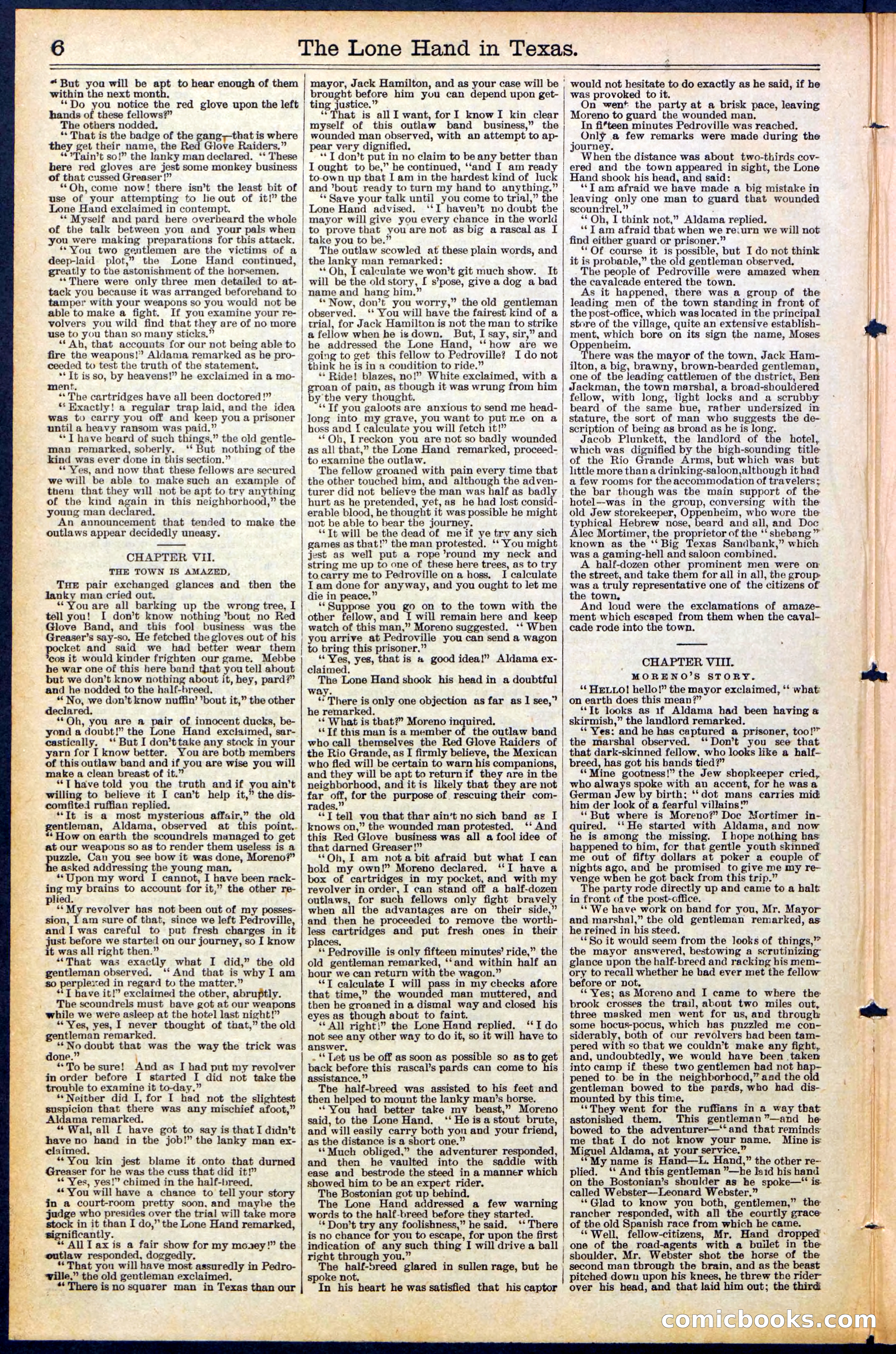 Beadle's Dime Library No. 490: 'The Lone Hand in Texas' — page 6 of 32