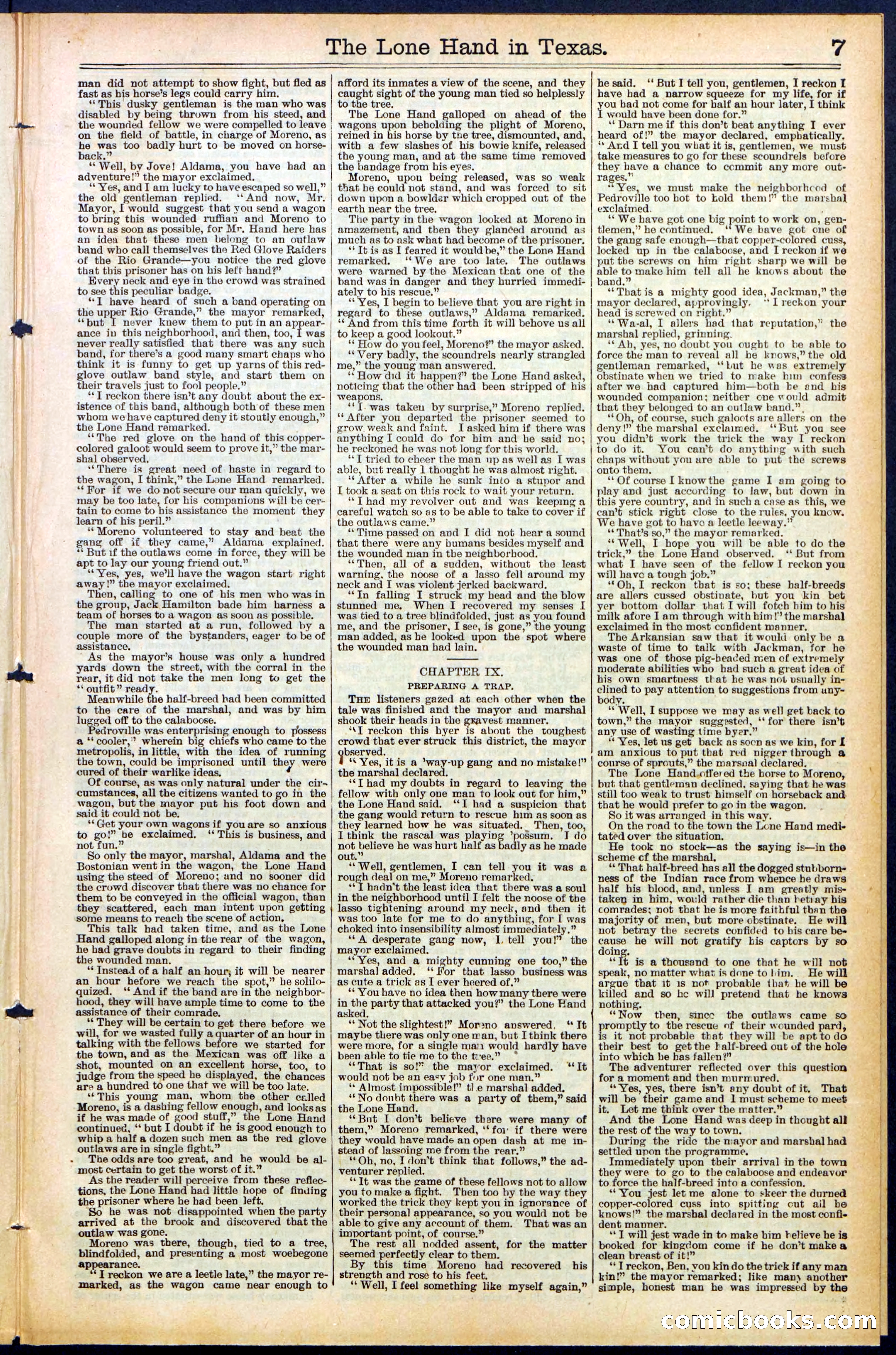 Beadle's Dime Library No. 490: 'The Lone Hand in Texas' — page 7 of 32