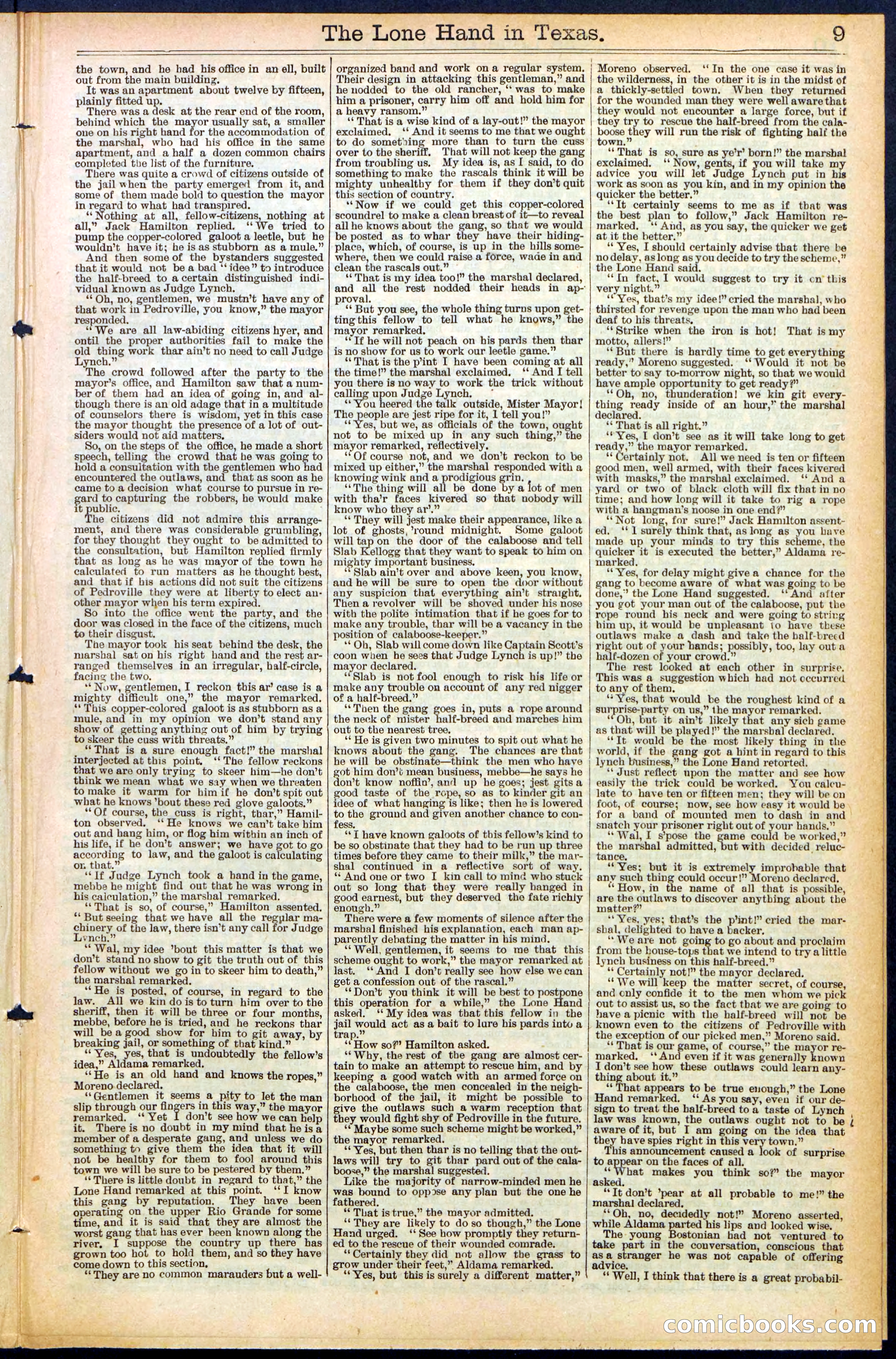 Beadle's Dime Library No. 490: 'The Lone Hand in Texas' — page 9 of 32