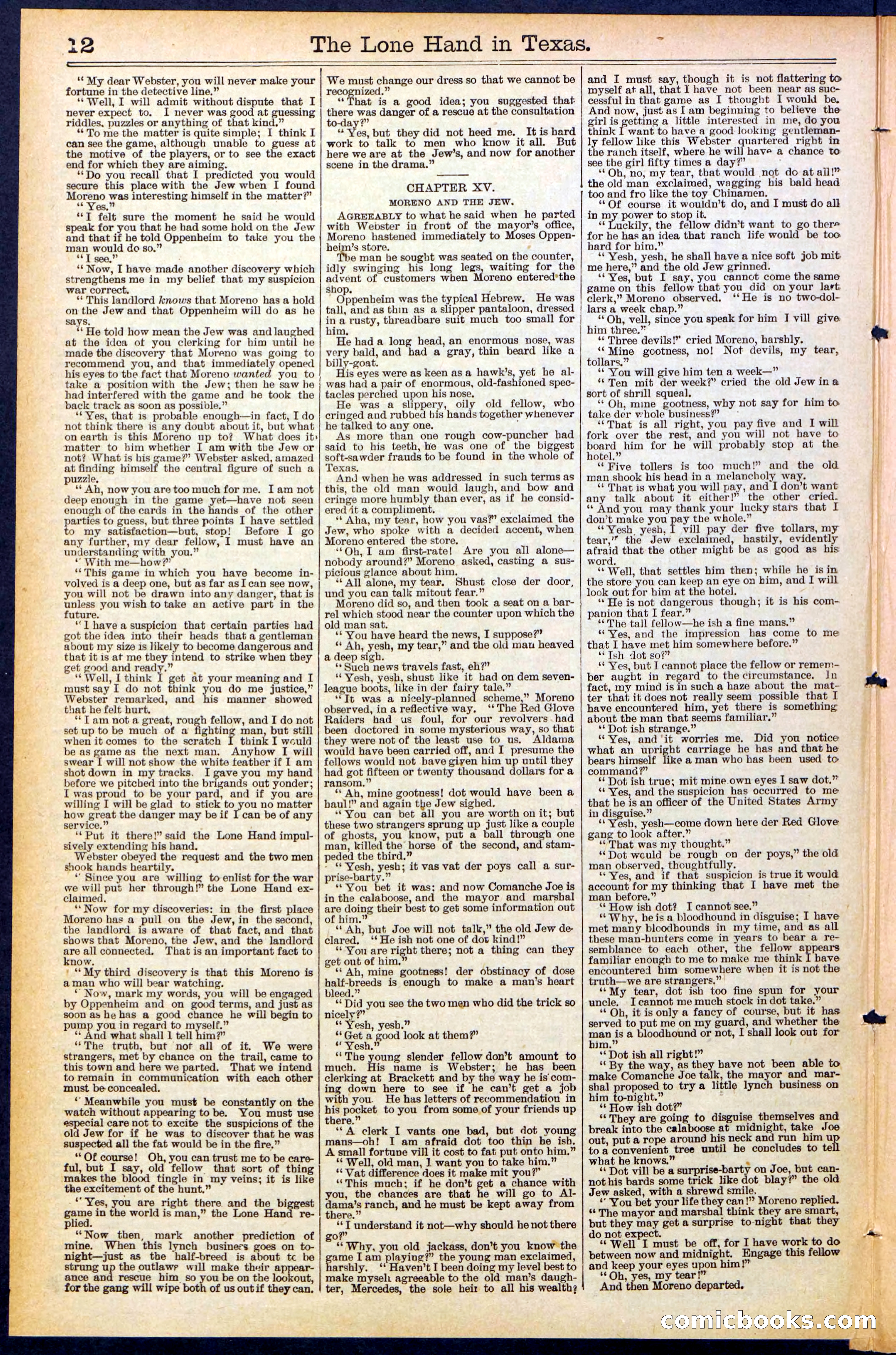Beadle's Dime Library No. 490: 'The Lone Hand in Texas' — page 12 of 32