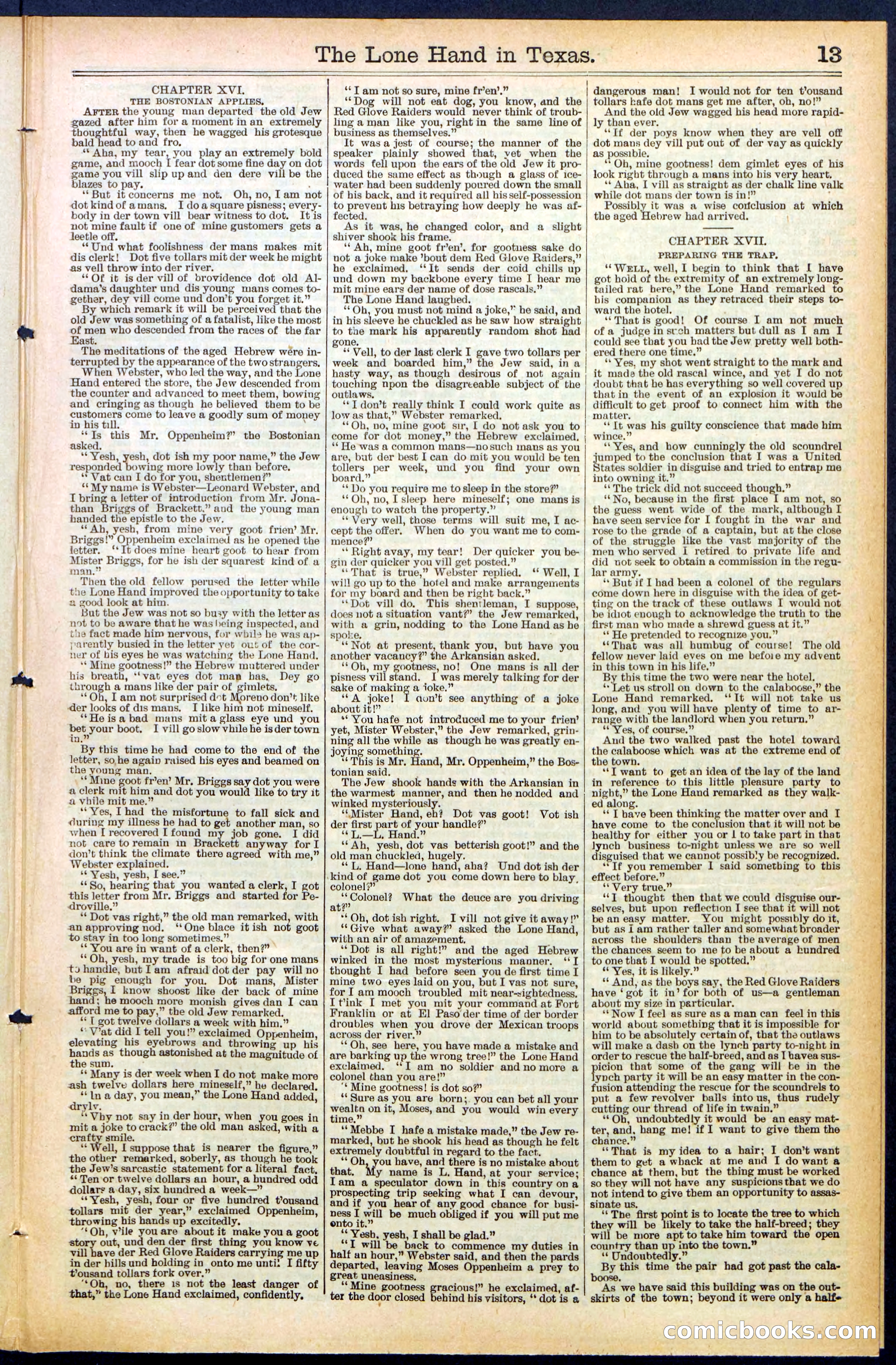 Beadle's Dime Library No. 490: 'The Lone Hand in Texas' — page 13 of 32