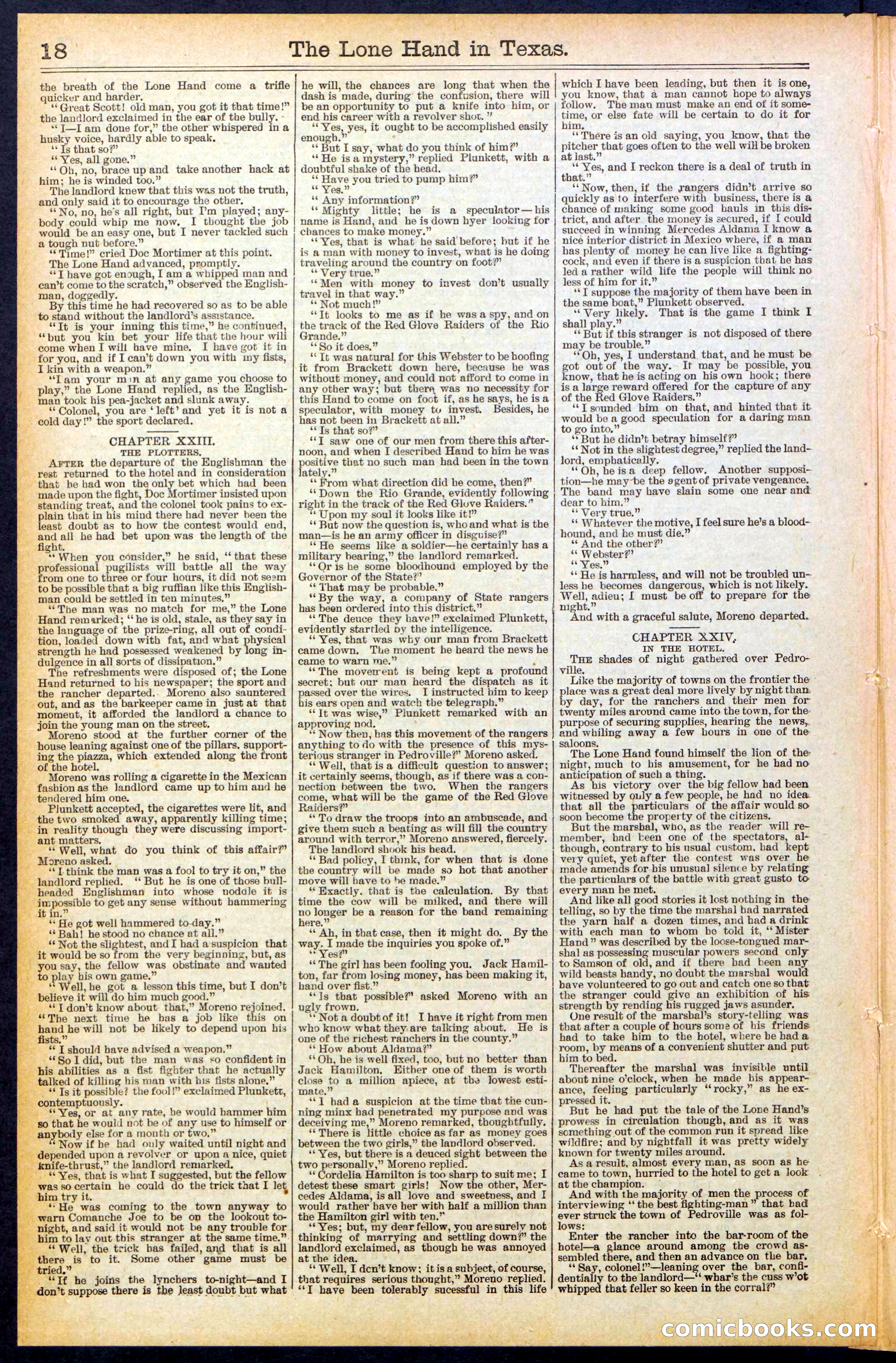 Beadle's Dime Library No. 490: 'The Lone Hand in Texas' — page 18 of 32