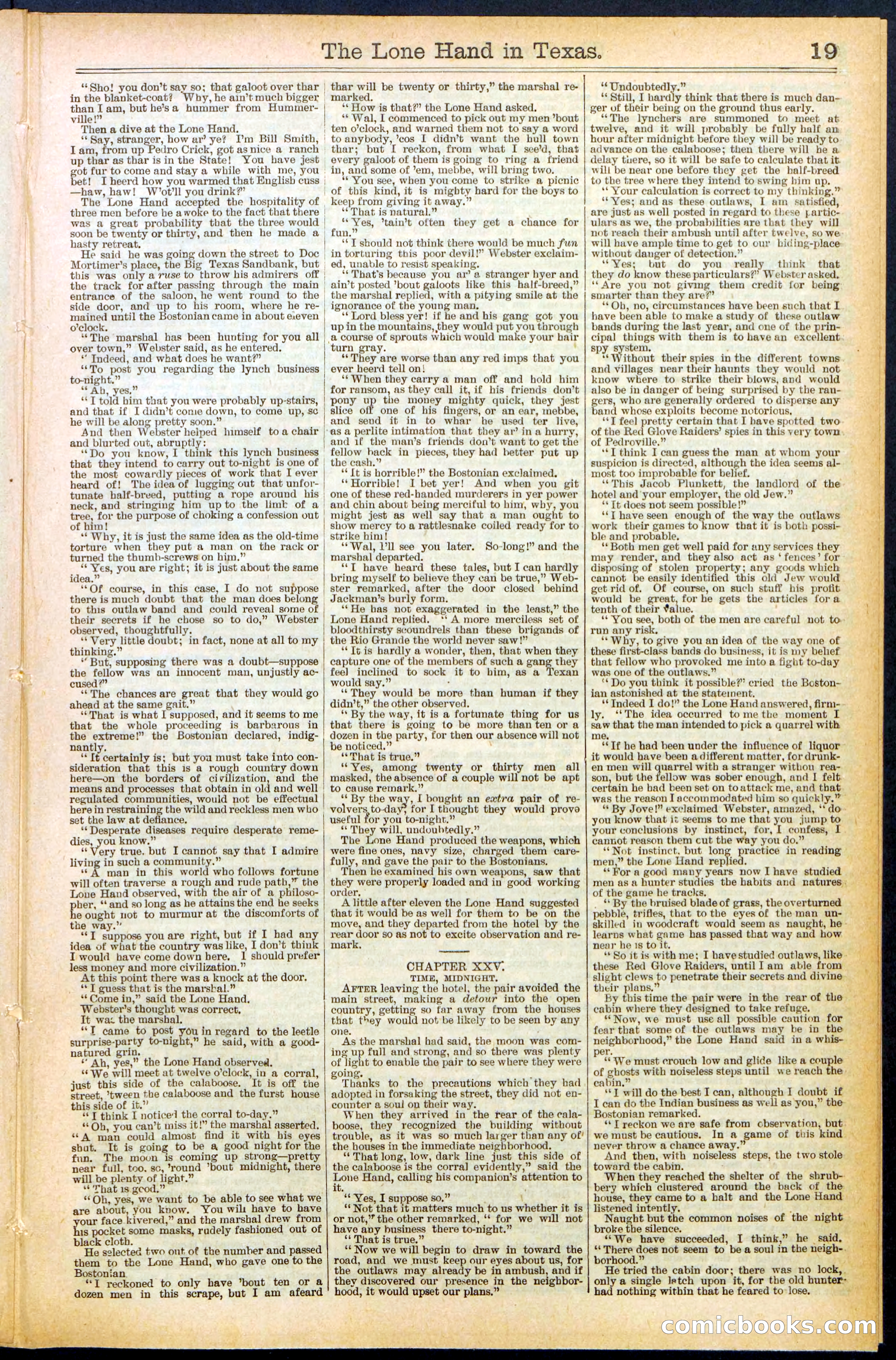 Beadle's Dime Library No. 490: 'The Lone Hand in Texas' — page 19 of 32
