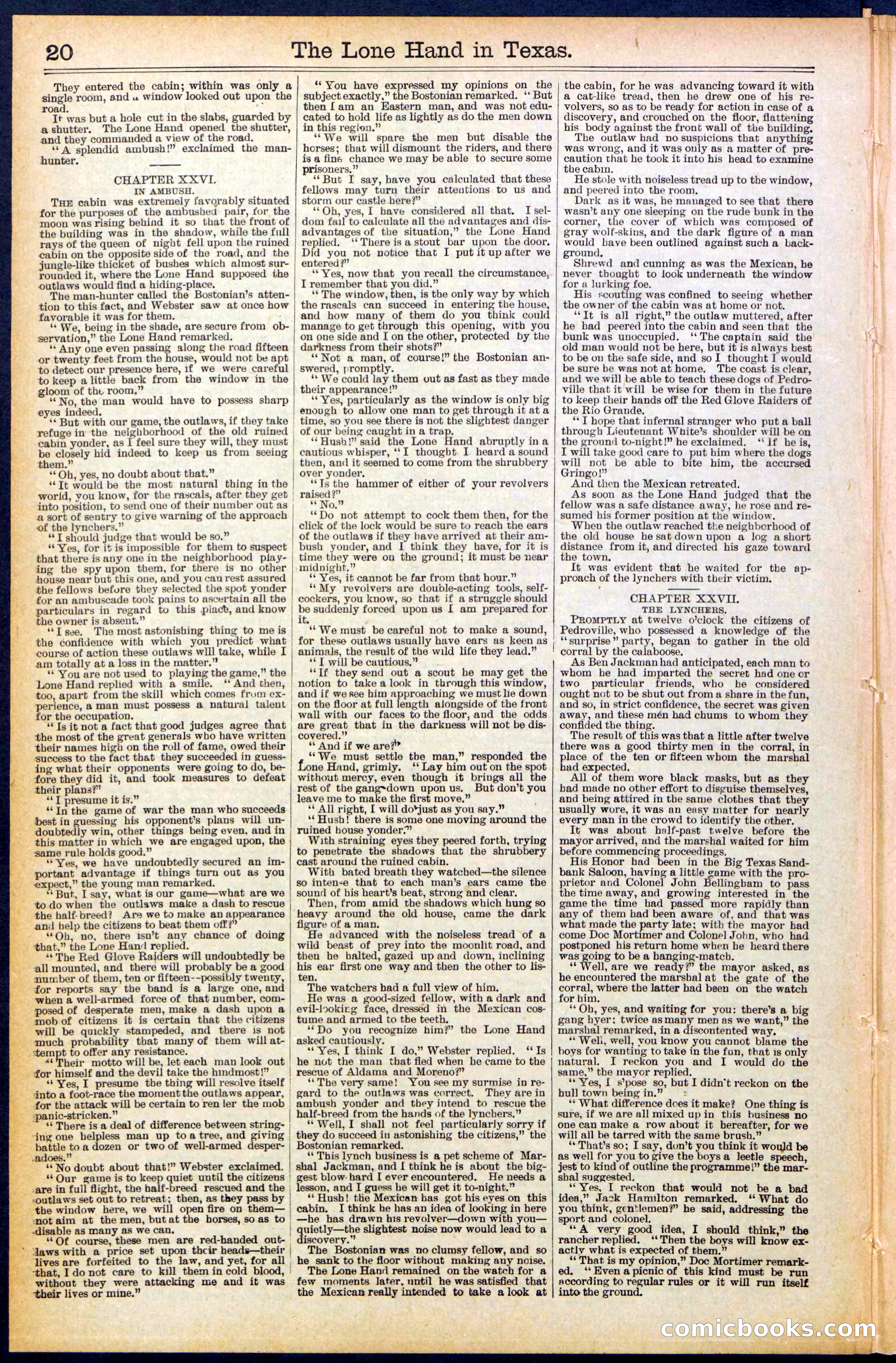 Beadle's Dime Library No. 490: 'The Lone Hand in Texas' — page 20 of 32