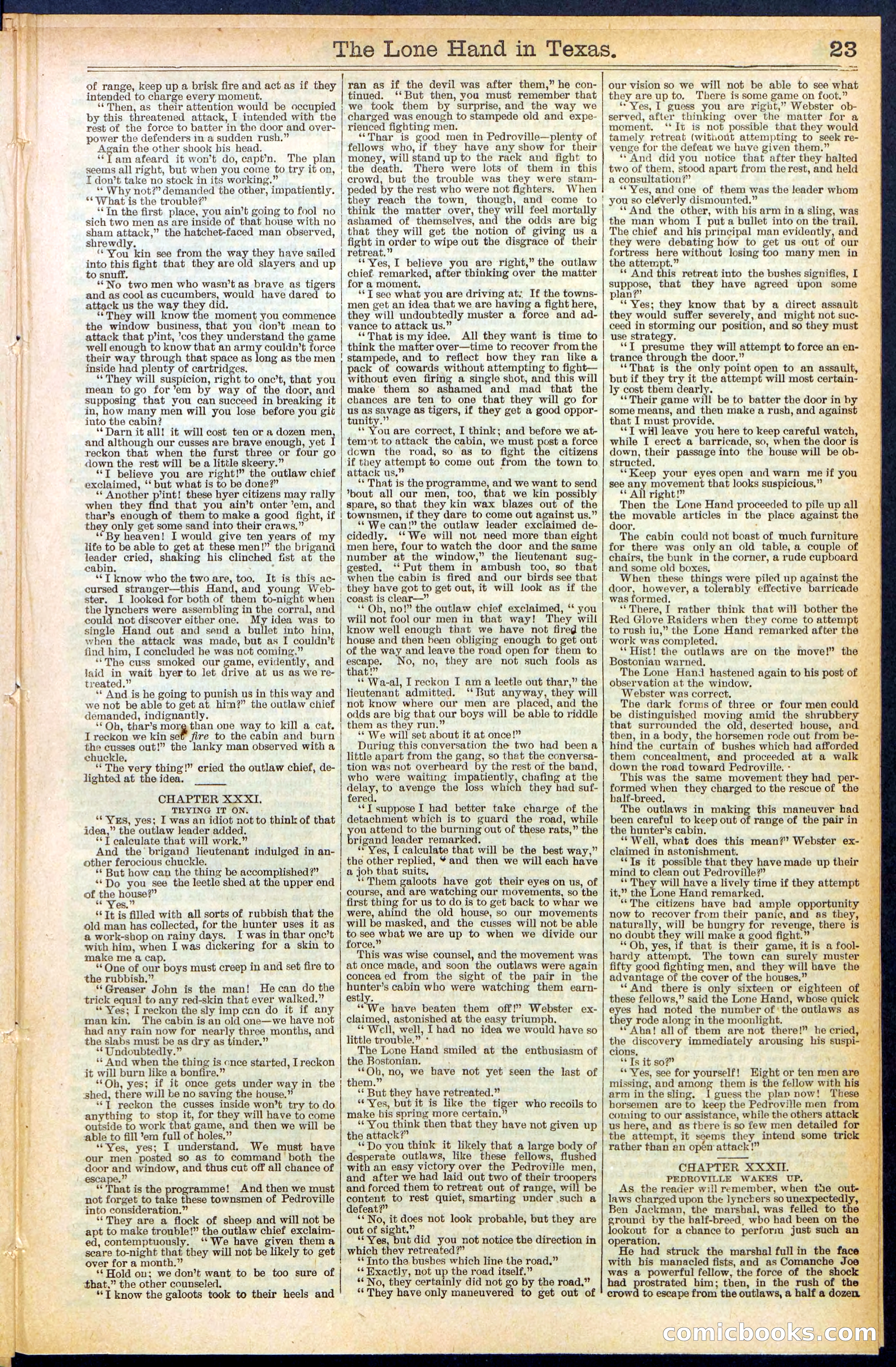 Beadle's Dime Library No. 490: 'The Lone Hand in Texas' — page 23 of 32
