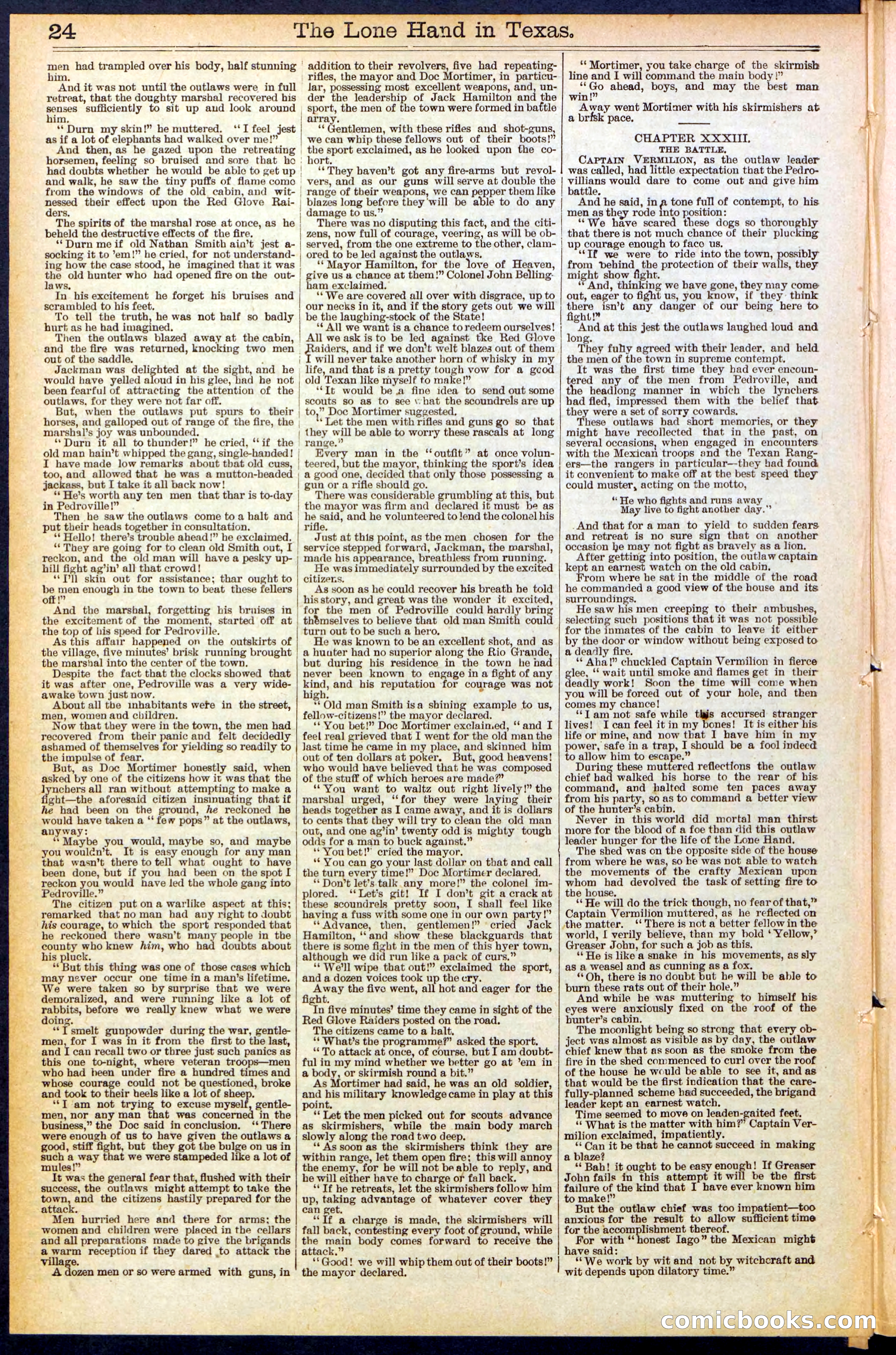 Beadle's Dime Library No. 490: 'The Lone Hand in Texas' — page 24 of 32
