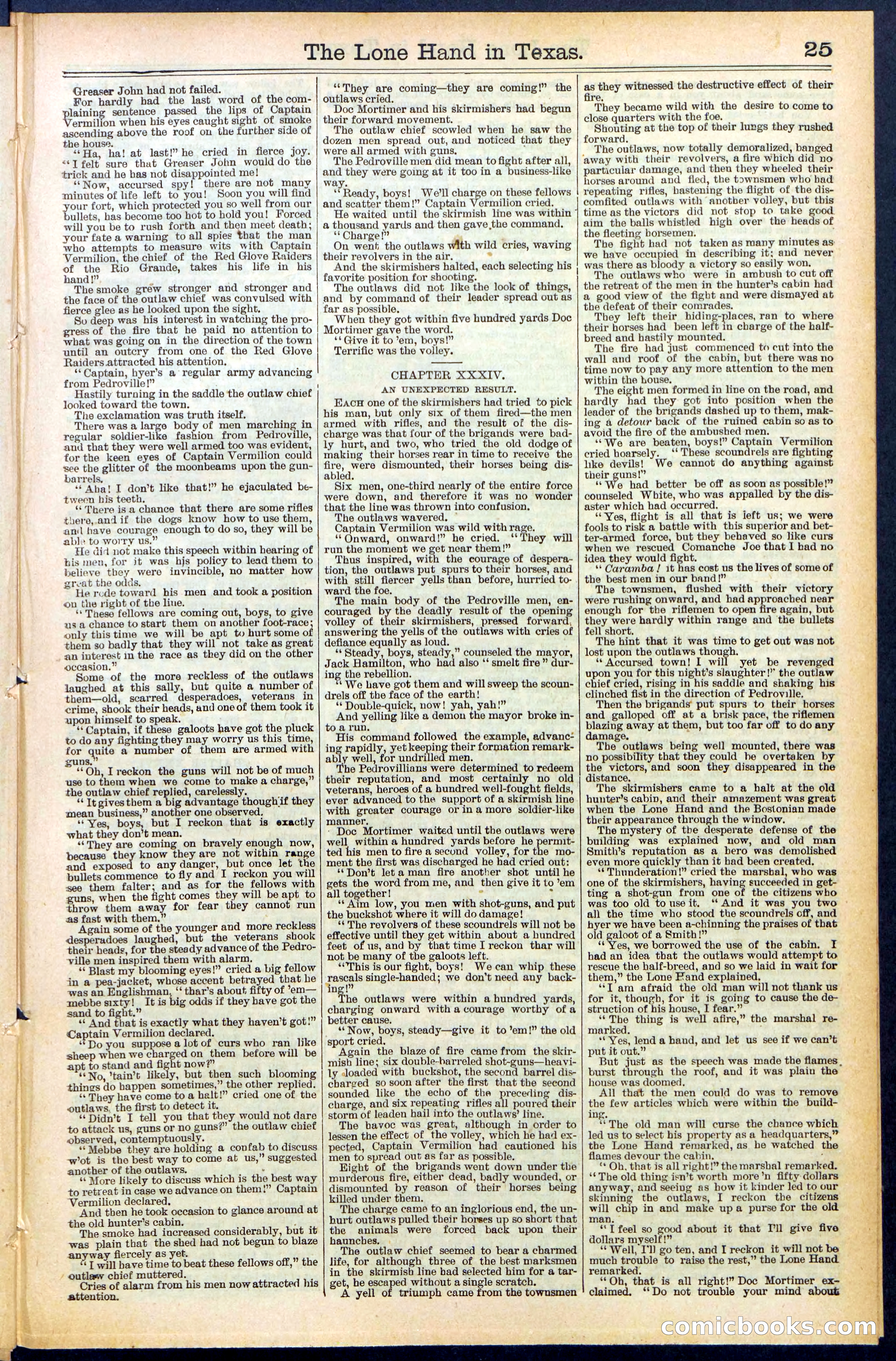 Beadle's Dime Library No. 490: 'The Lone Hand in Texas' — page 25 of 32