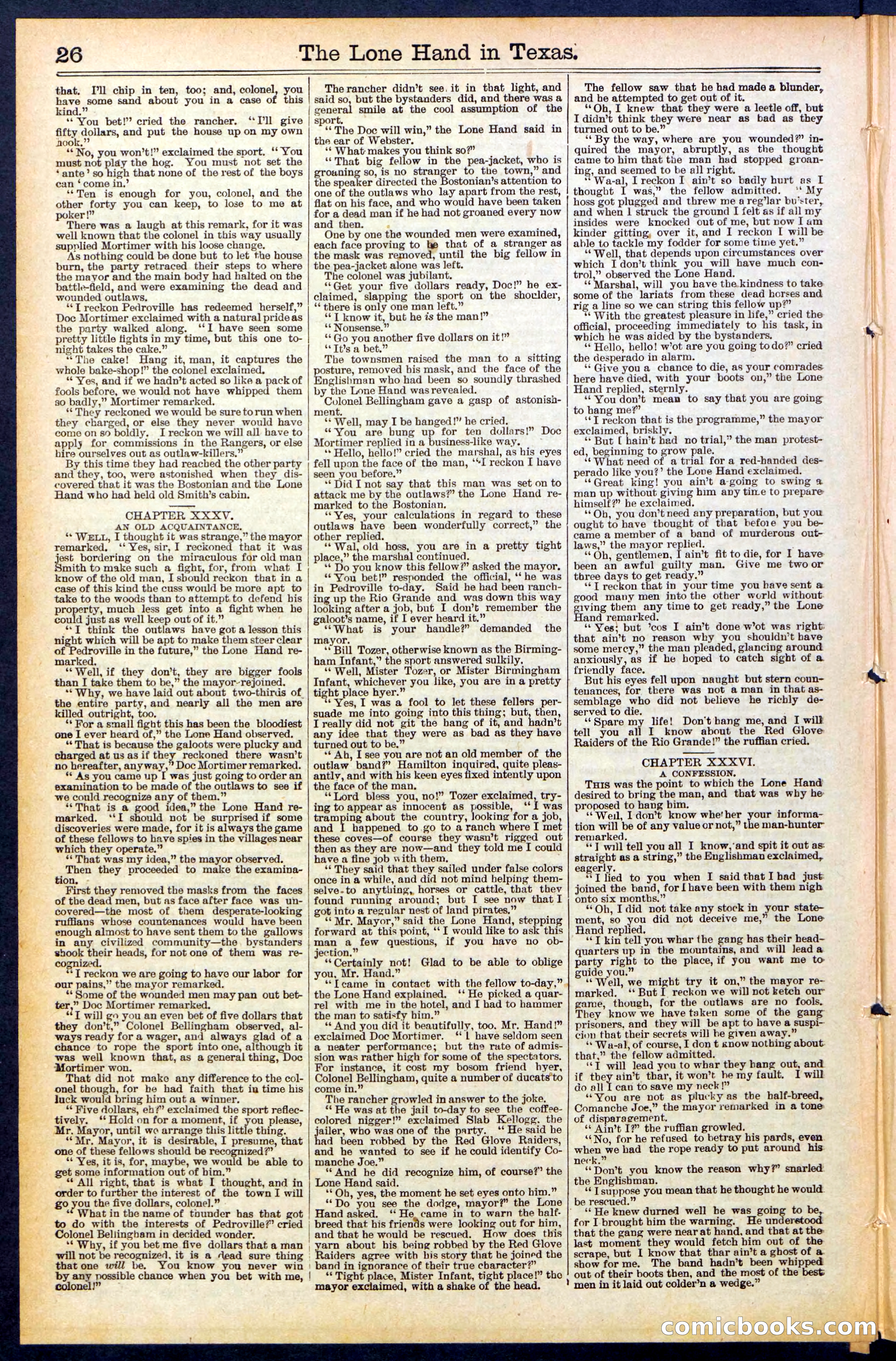 Beadle's Dime Library No. 490: 'The Lone Hand in Texas' — page 26 of 32