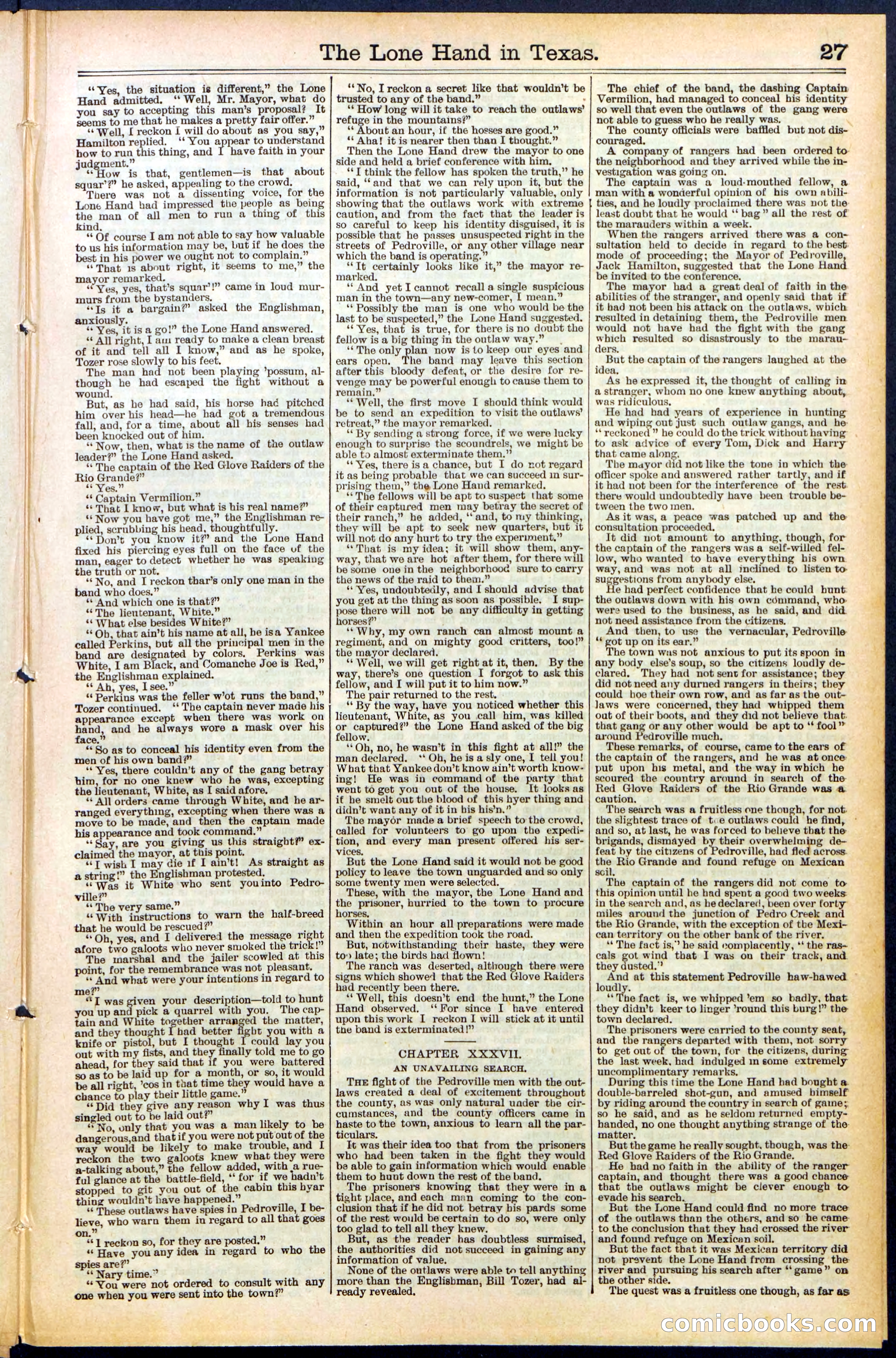 Beadle's Dime Library No. 490: 'The Lone Hand in Texas' — page 27 of 32