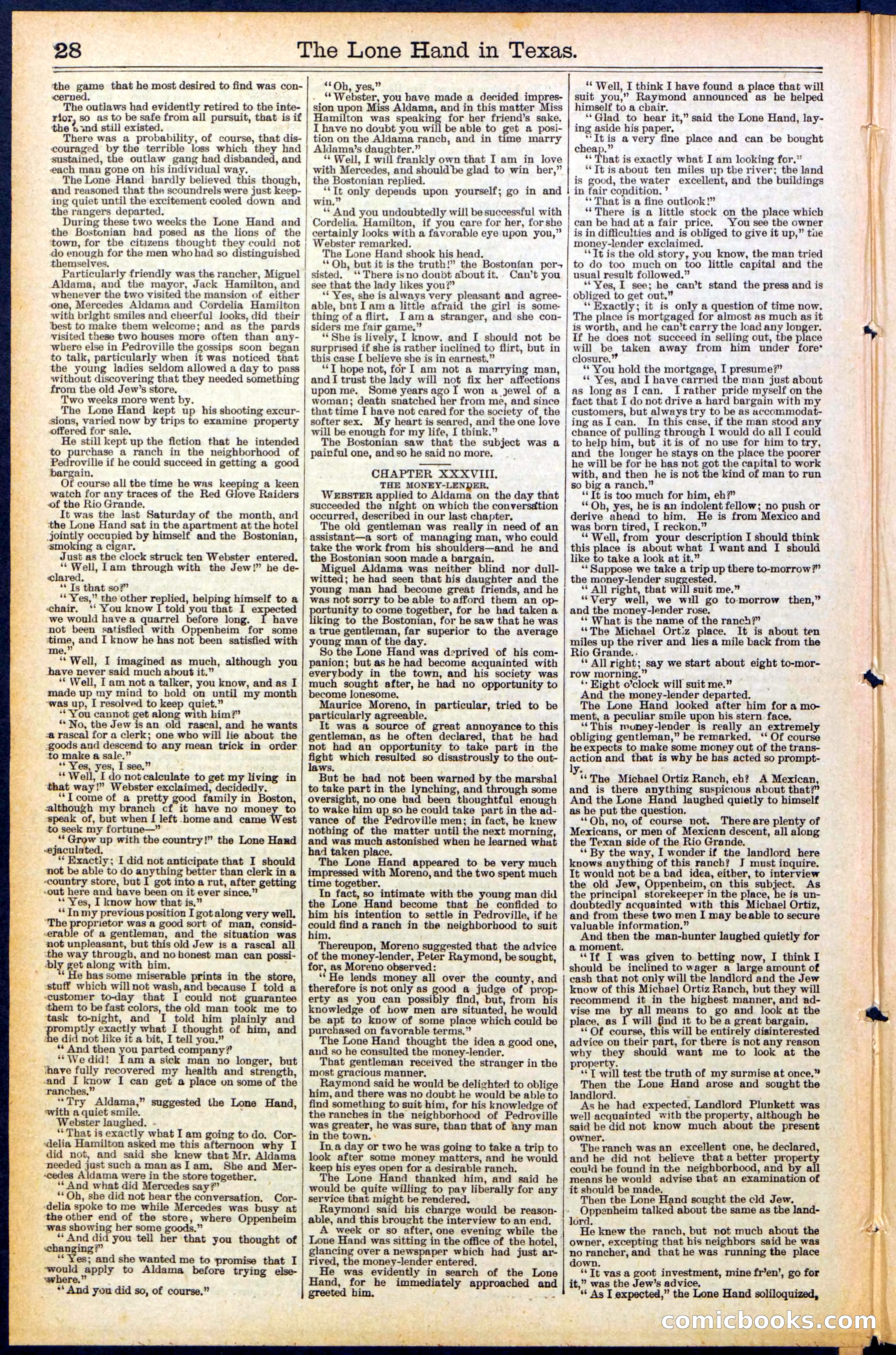 Beadle's Dime Library No. 490: 'The Lone Hand in Texas' — page 28 of 32