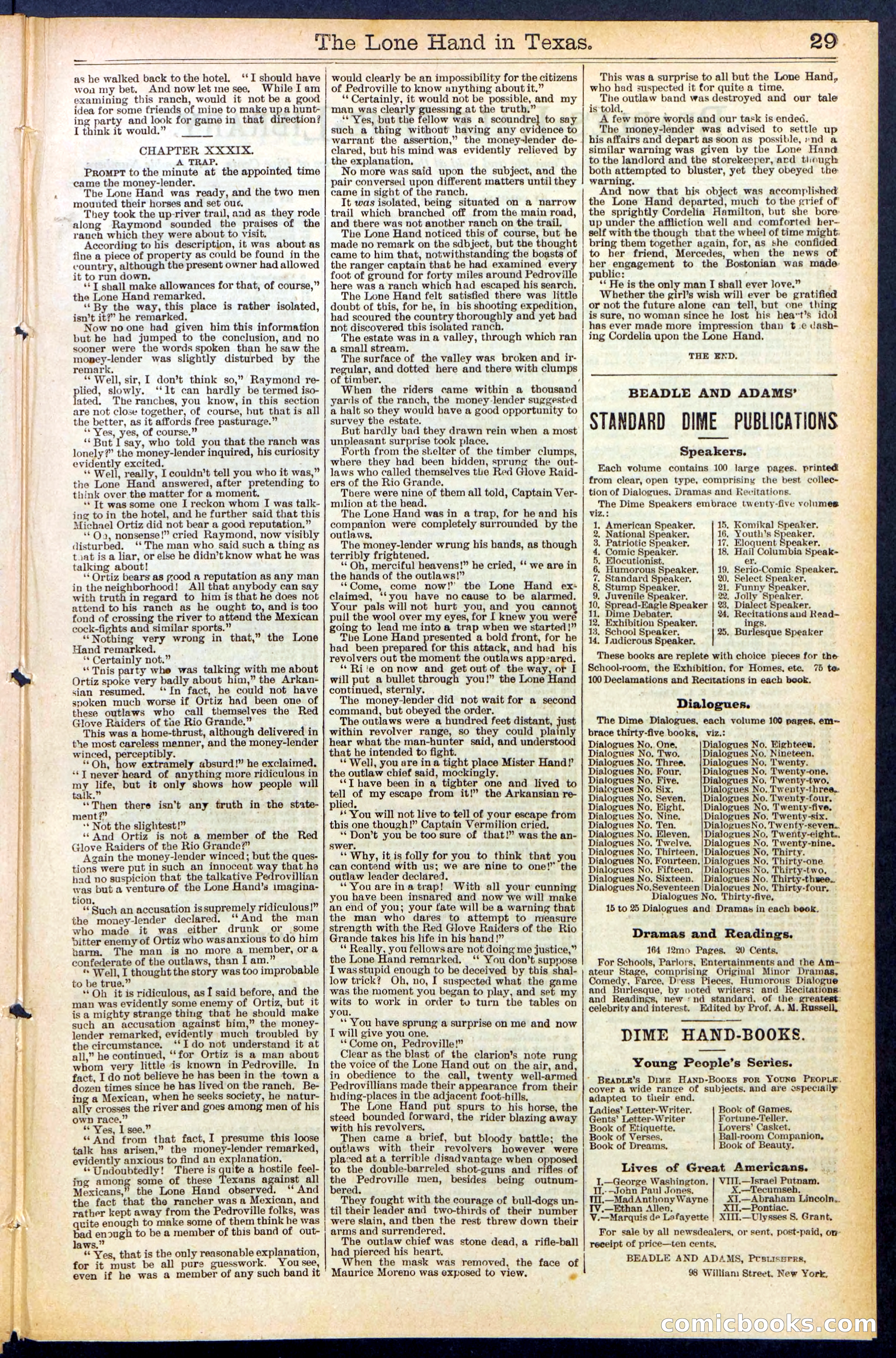 Beadle's Dime Library No. 490: 'The Lone Hand in Texas' — page 29 of 32