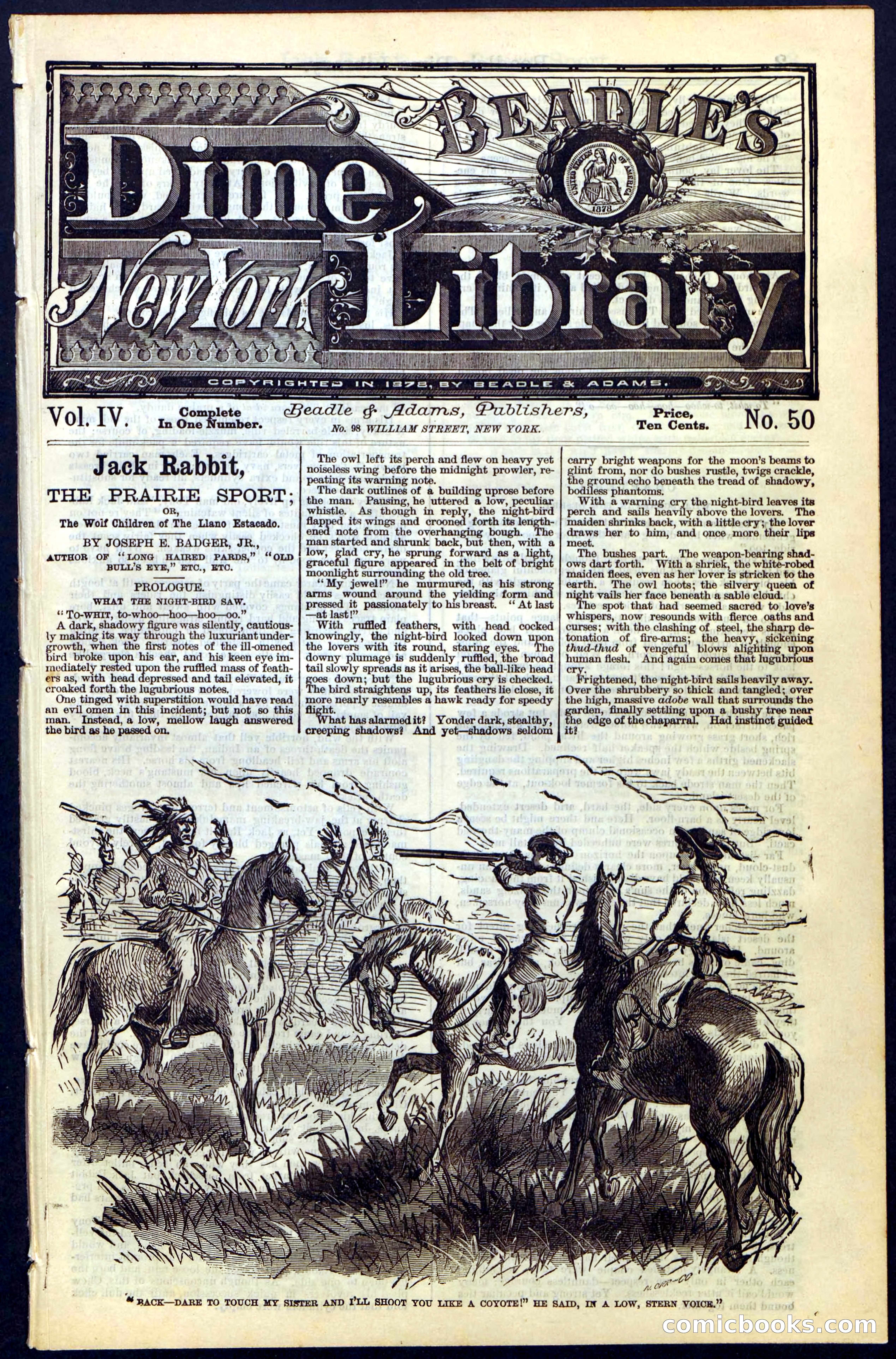 Beadle's New York Dime Library, No. 50 — page 1 of 40