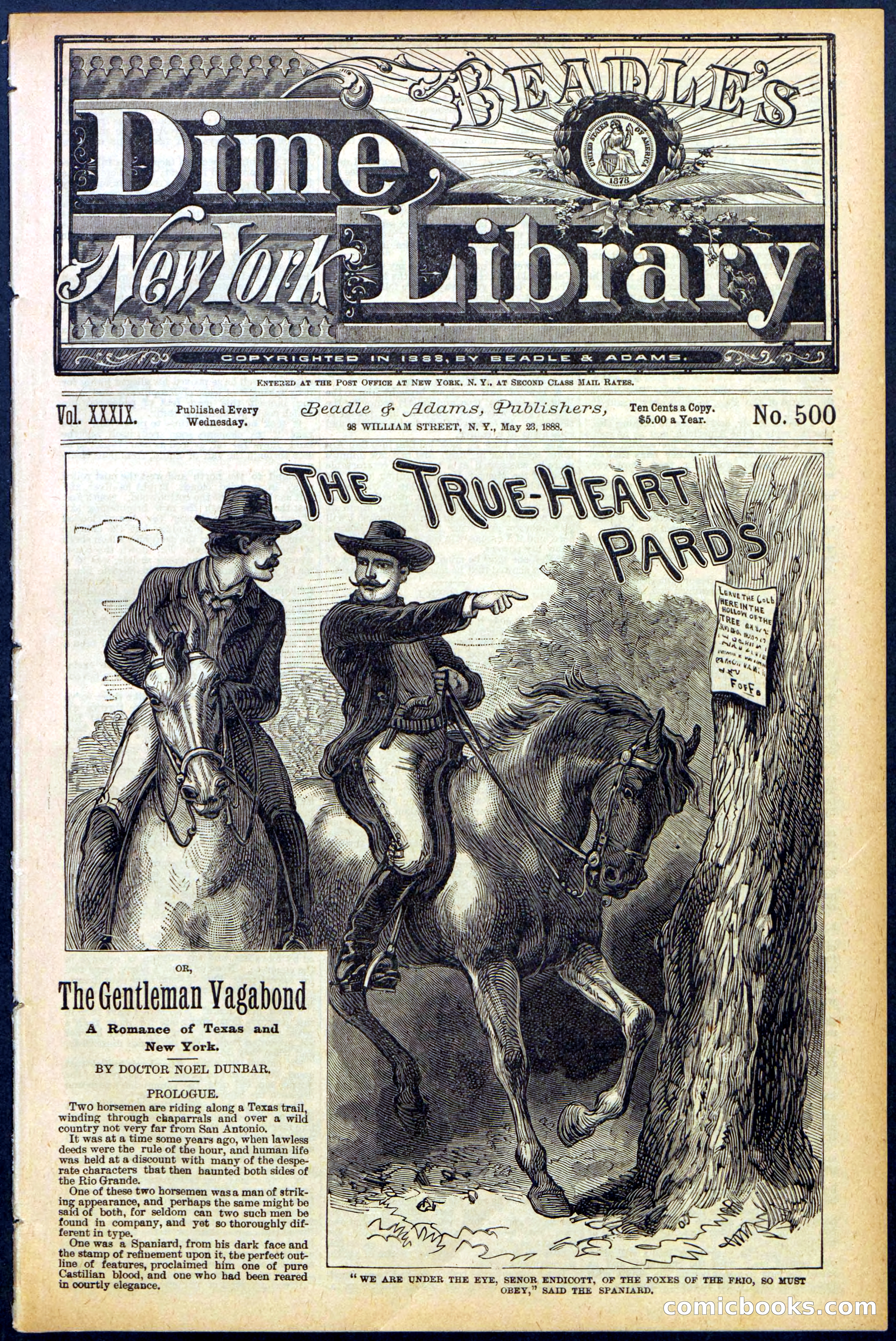 Beadle's New York Dime Library, No. 500 — page 1 of 32