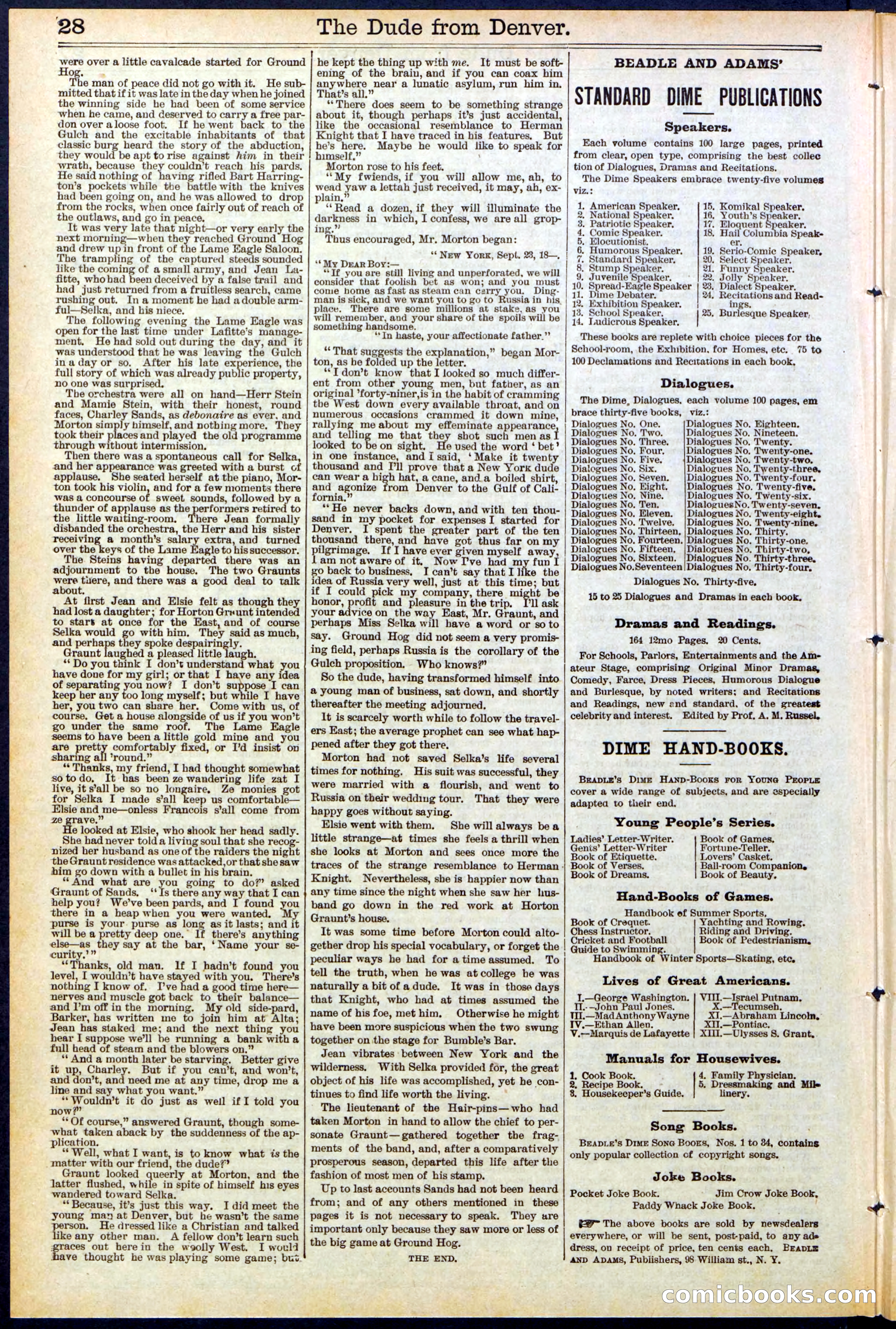Beadle's New York Dime Library, No. 503 — page 28 of 32
