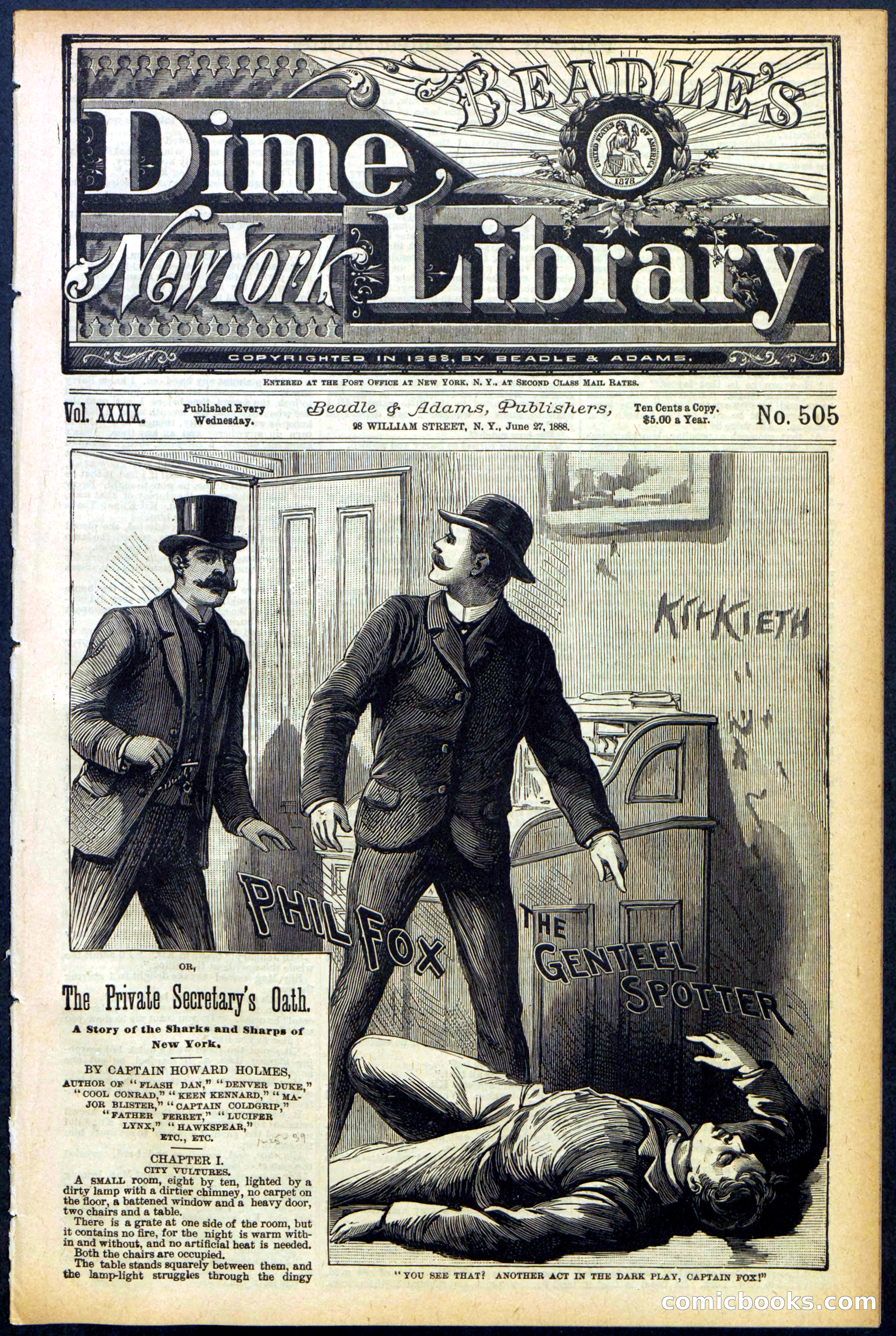 Beadle's New York Dime Library No. 505 — page 1 of 32