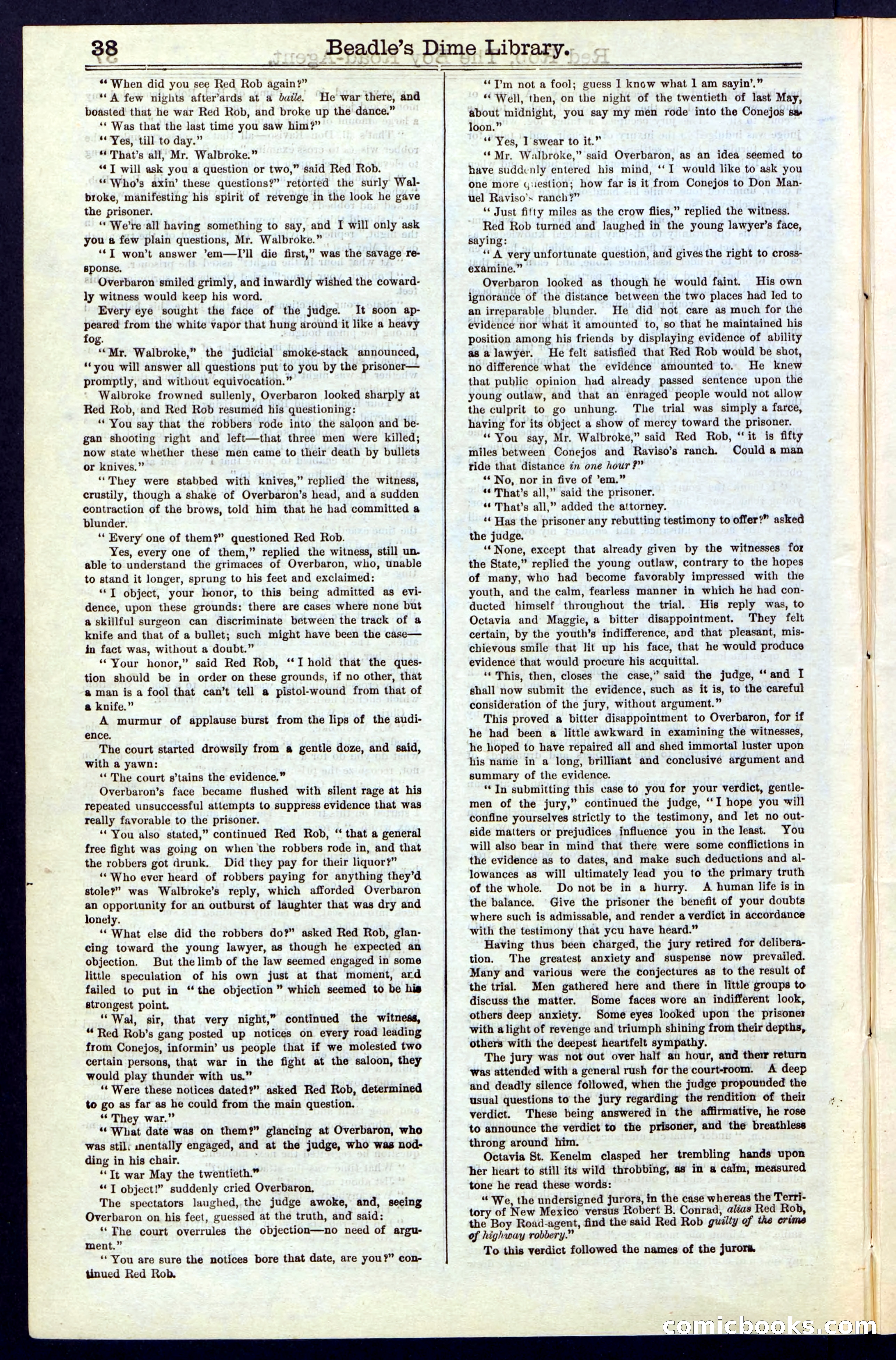 Beadle's Dime Library No. 51: Red Rob, The Boy Road-Agent — page 38 of 44