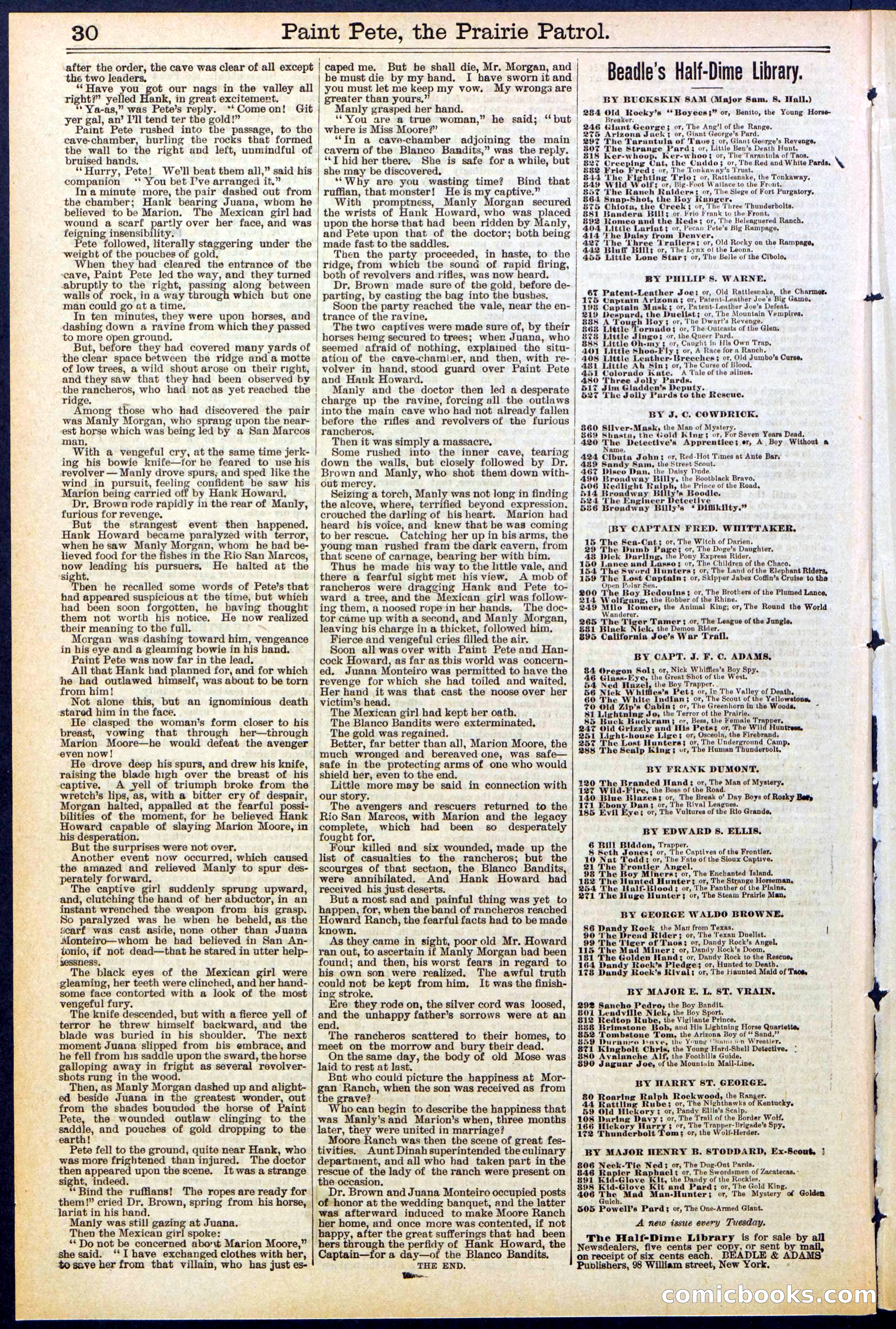 Beadle's New York Dime Library, No. 511 — page 30 of 32