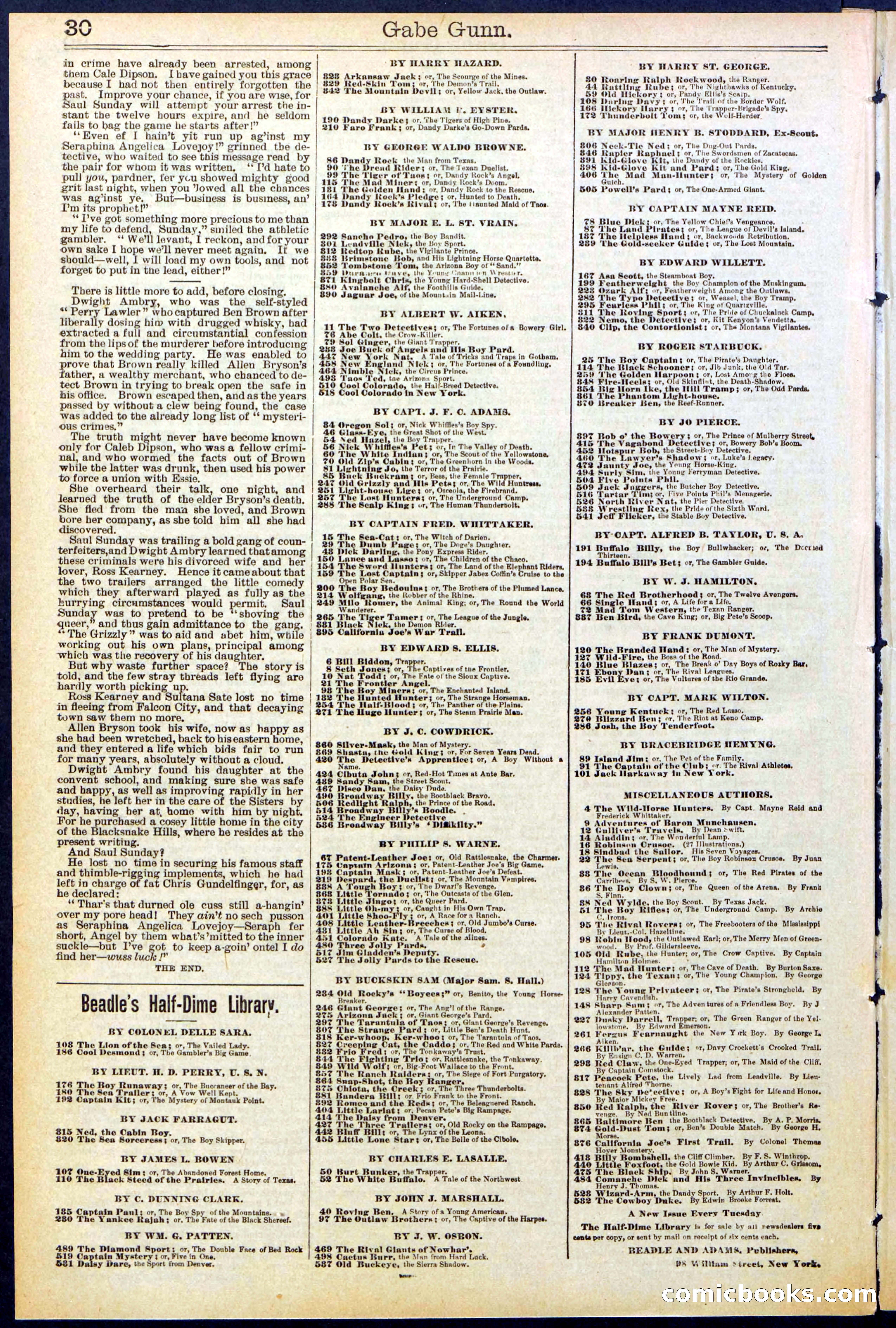 Beadle's New York Dime Library, No. 514 — page 30 of 32