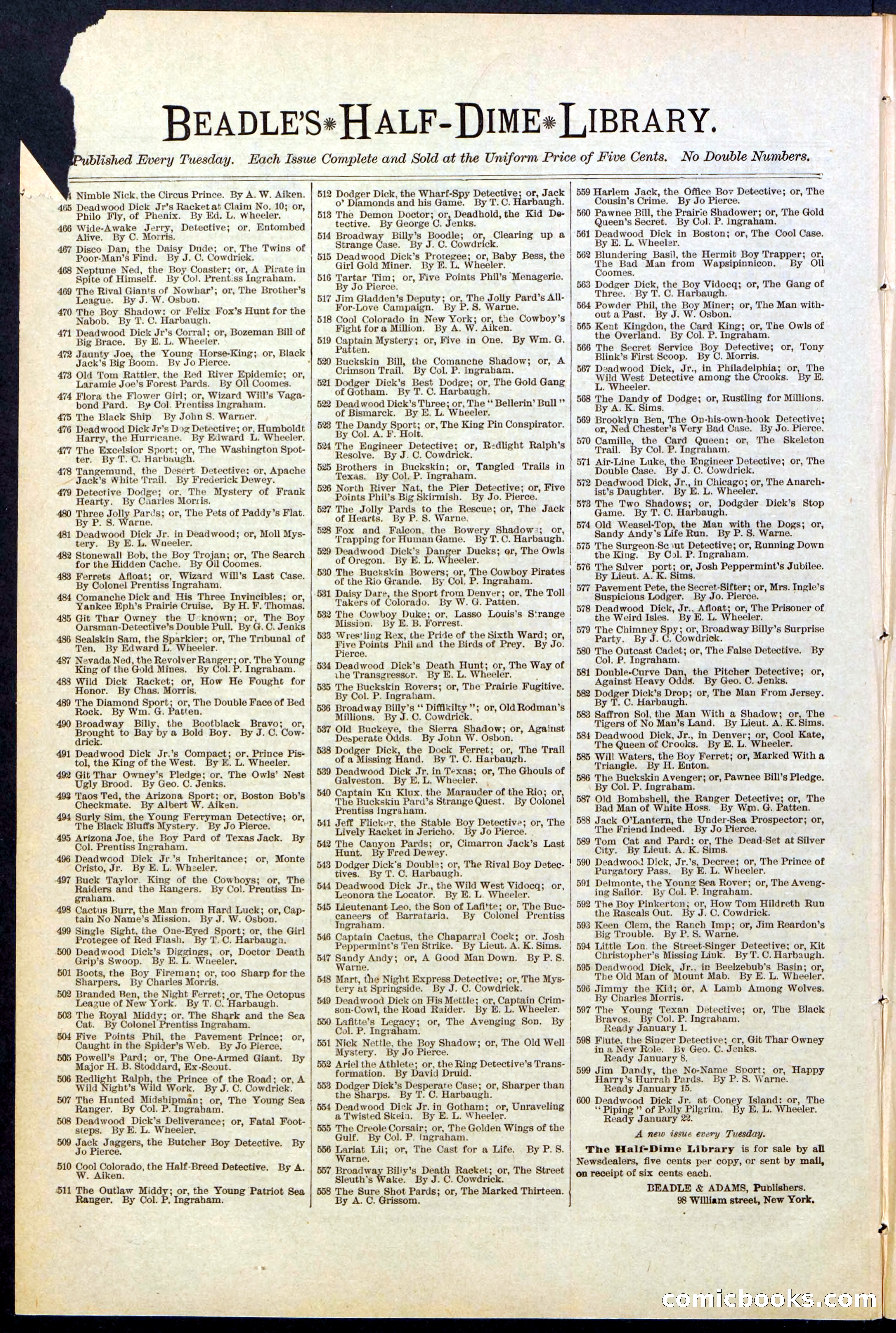 Beadle's New York Dime Library No. 530 — page 36 of 40