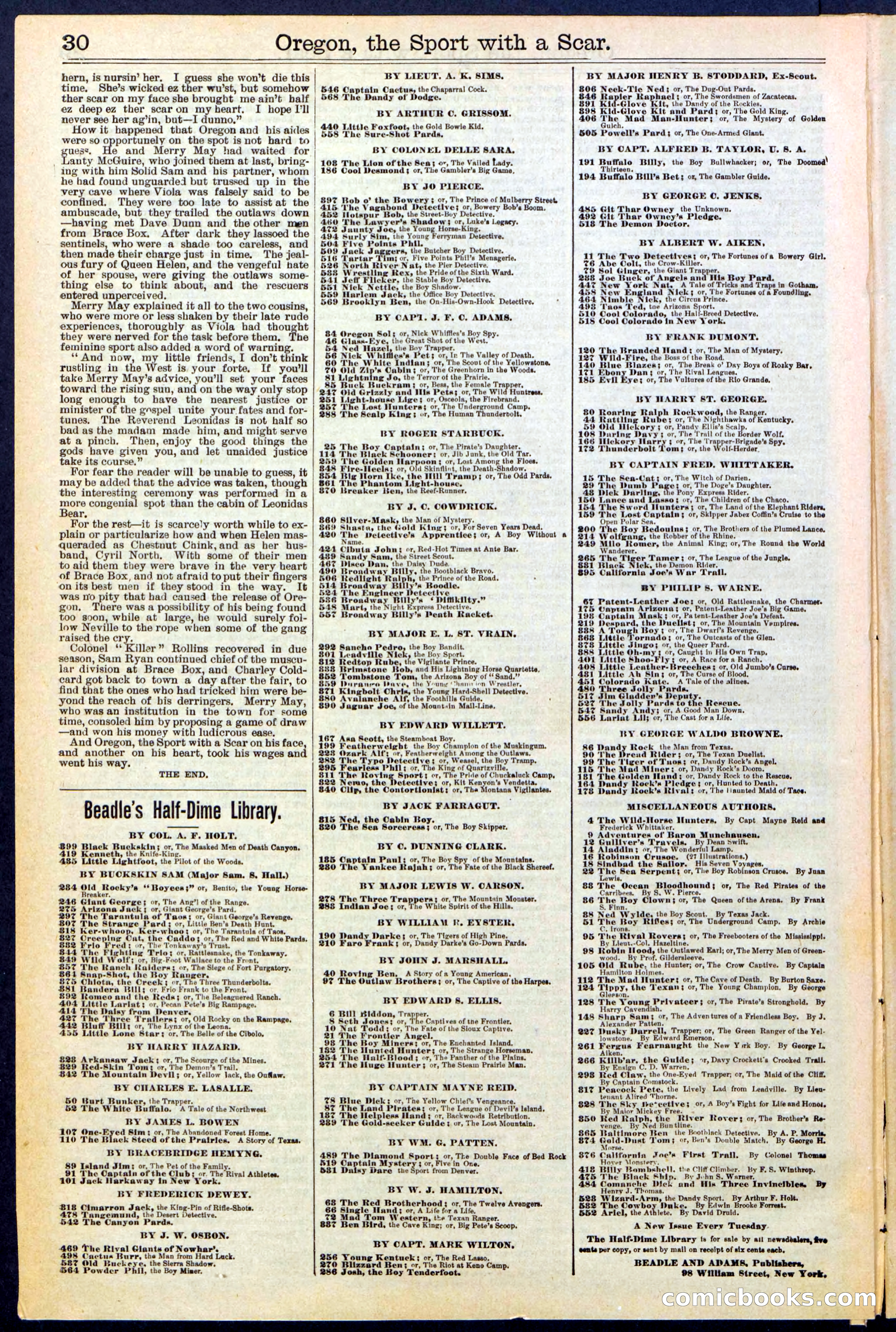 Beadle's New York Dime Library No. 533 — page 30 of 32