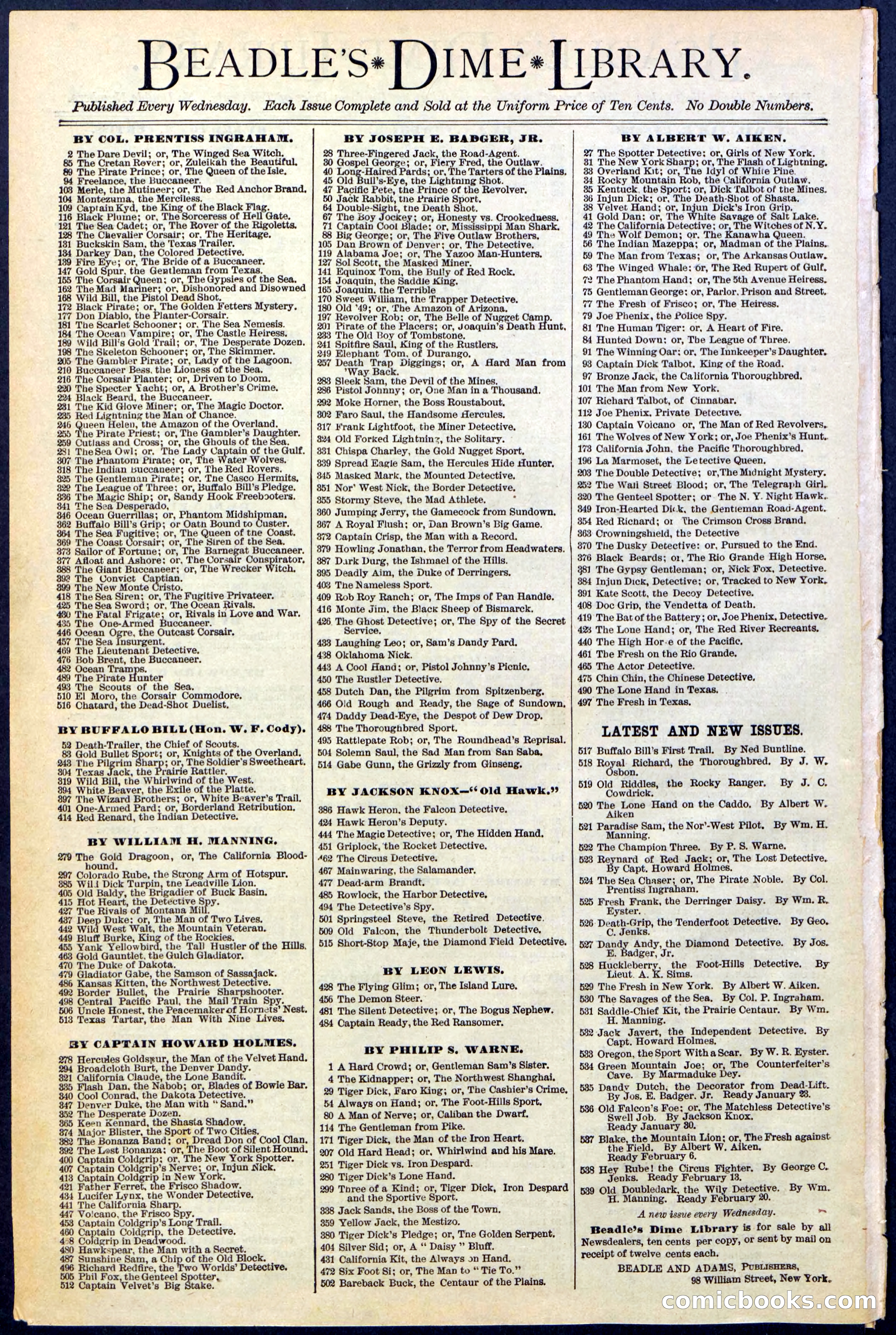 Beadle's New York Dime Library No. 533 — page 32 of 32