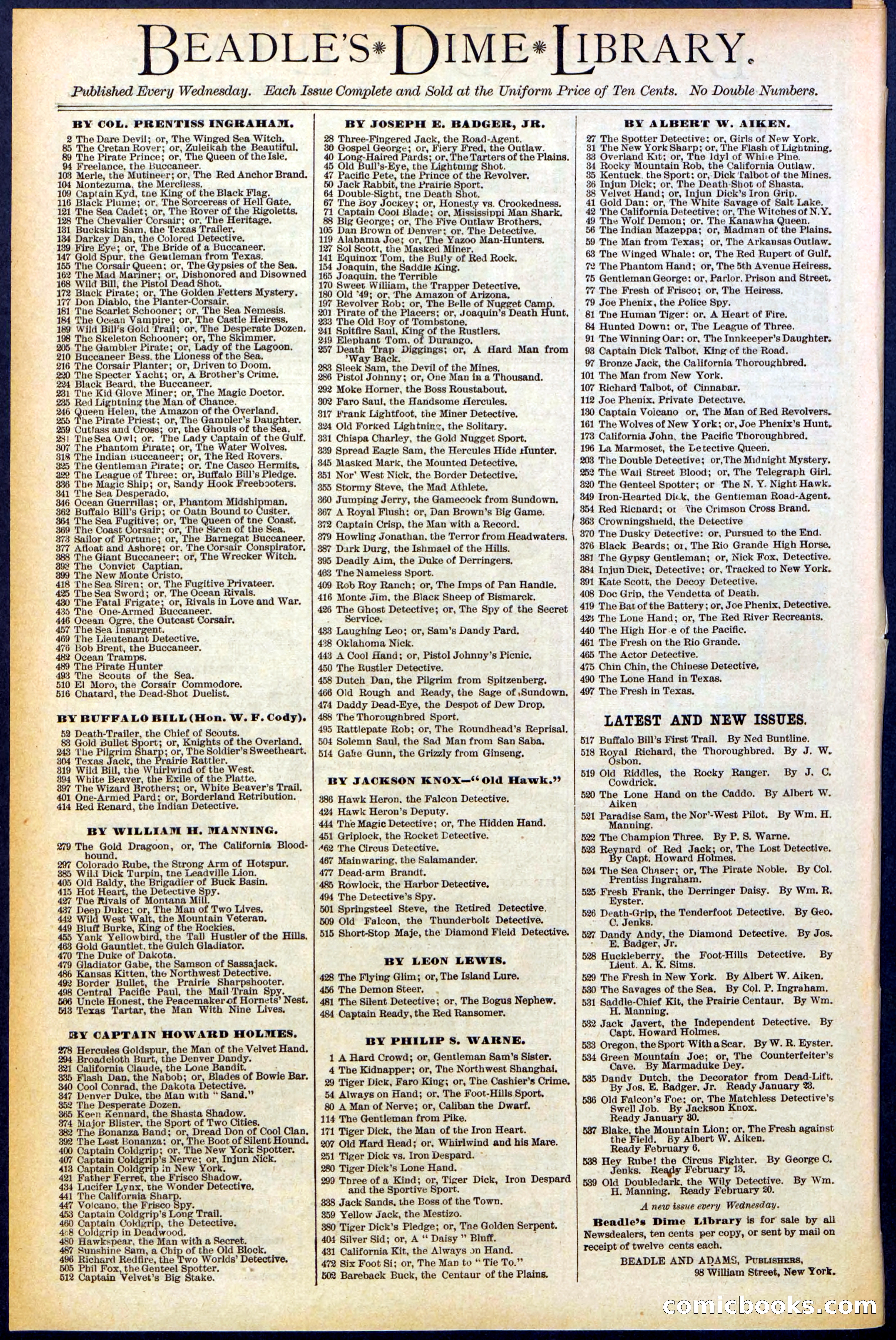 Beadle's New York Dime Library No. 534 — page 32 of 32